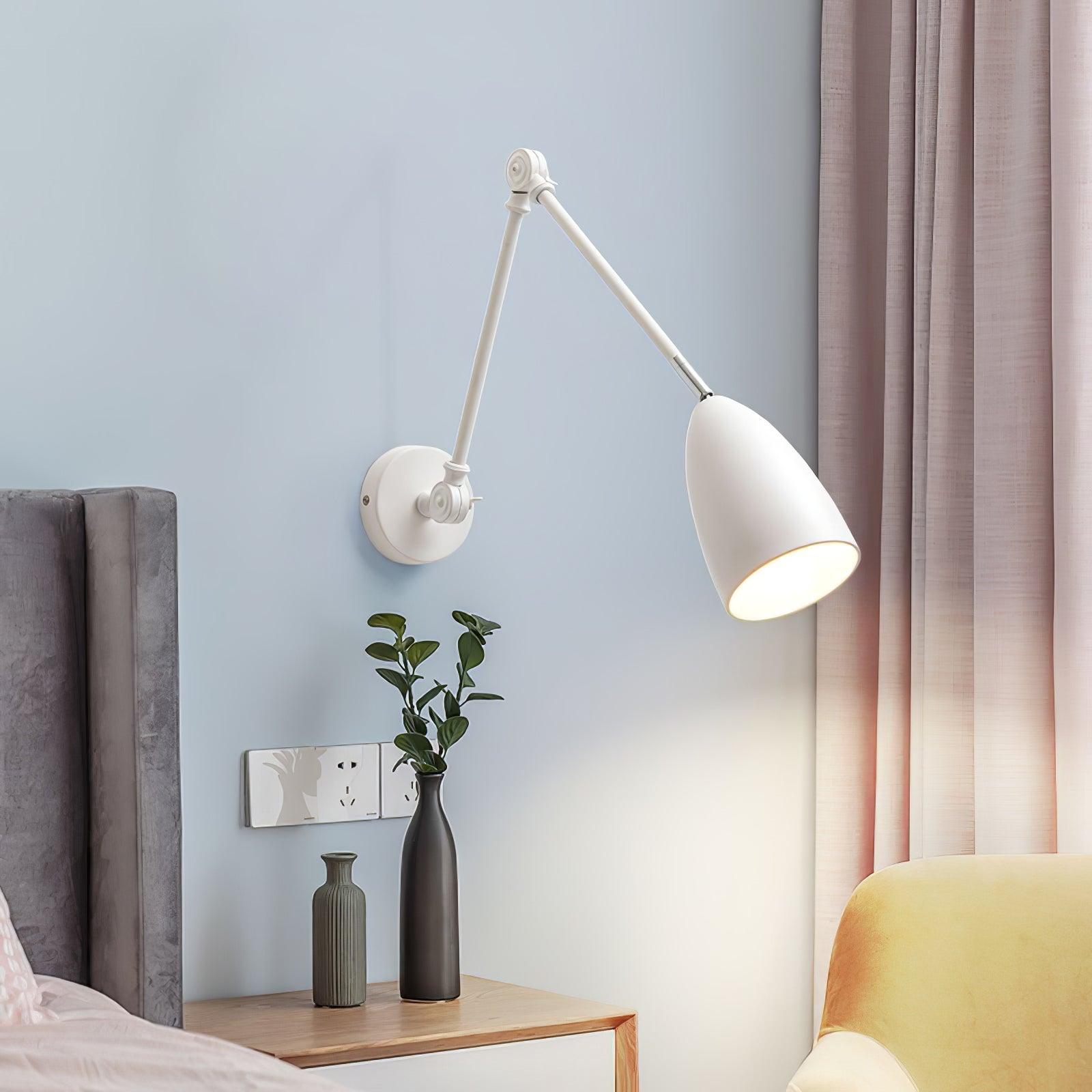 Adjustable Swing Arm Wall Lamp - Modern LED Reading Light for Bedroom, Office & Study - Dimmable & Flexible Design for Perfect Task Lighting