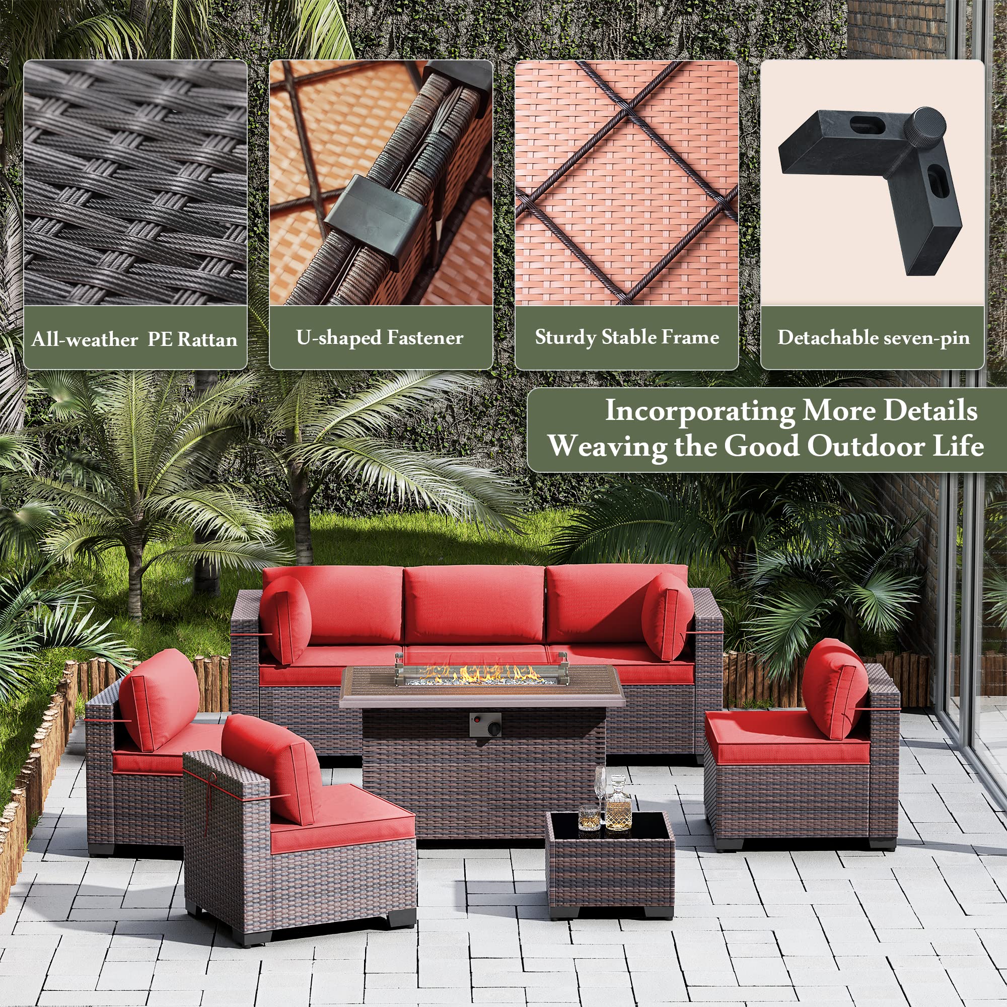 8-Piece Outdoor Patio Furniture Set with 43