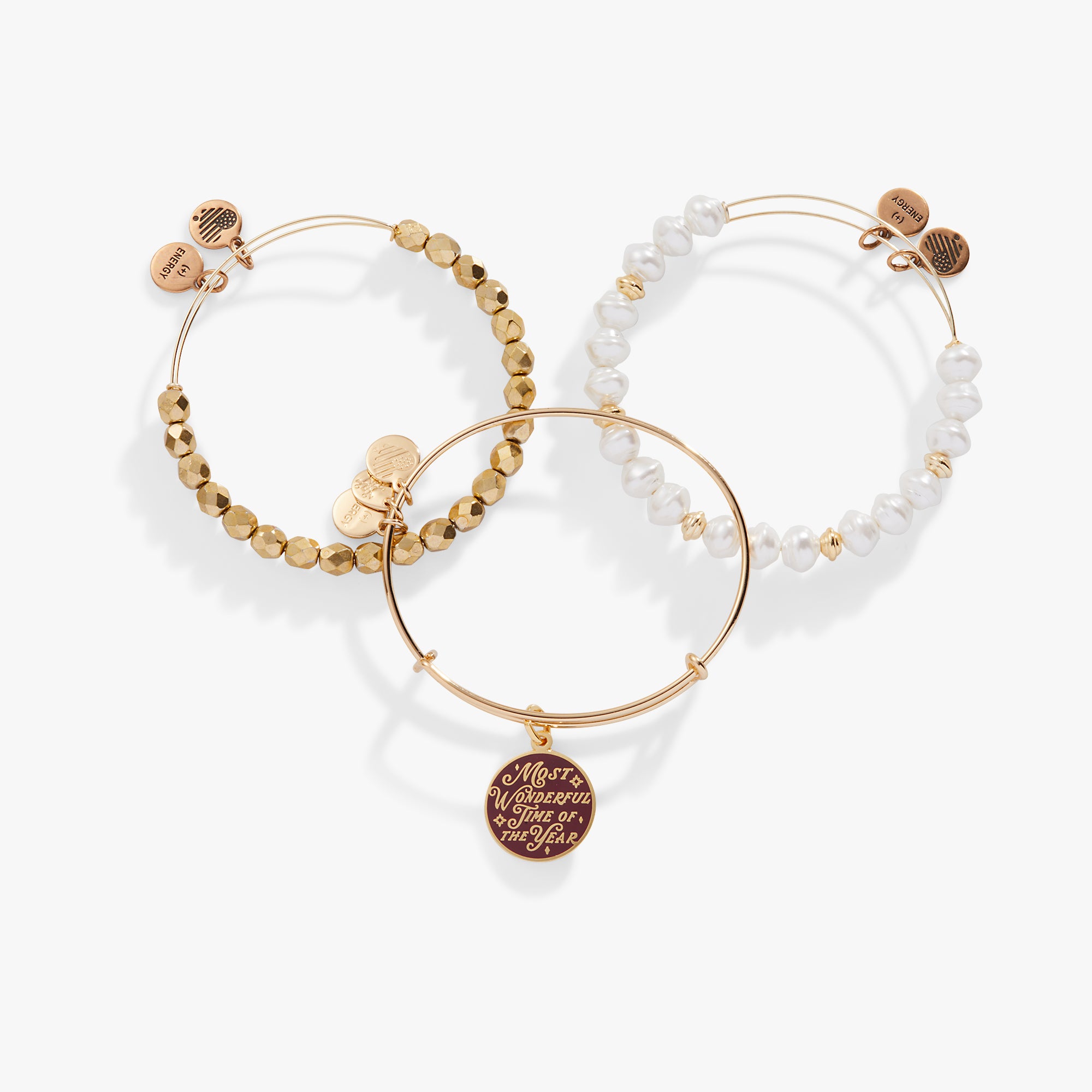 Christmas Charm Bangle Set of 3 - Holiday Jewelry for Women, Festive Bracelet Gift for Christmas Party & Family Gatherings