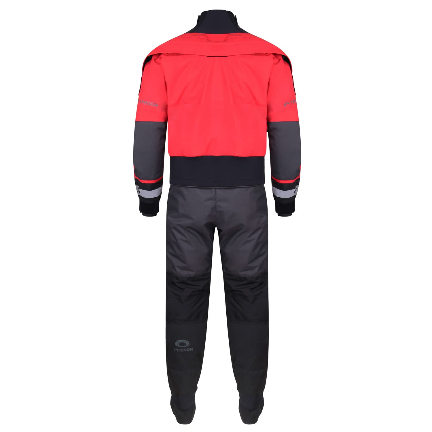 Menai Multisport 4 Back Zip Drysuit - Waterproof & Breathable Dry Suit with Underfleece Lining - Red & Black - Sprayproof Diving & Watersports Gear - Size LM - Perfect for Scuba Diving, Kayaking, and Sailing