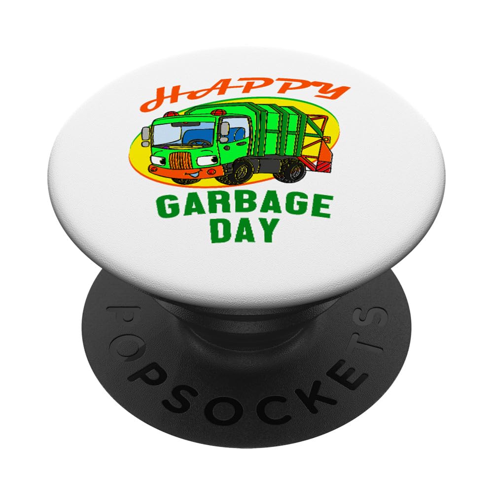 Funny Garbage Truck Smiling Face PopSockets PopGrip - Cute Recycling Day Phone Grip & Stand - Perfect for Eco-Friendly Phone Accessories, Work & School