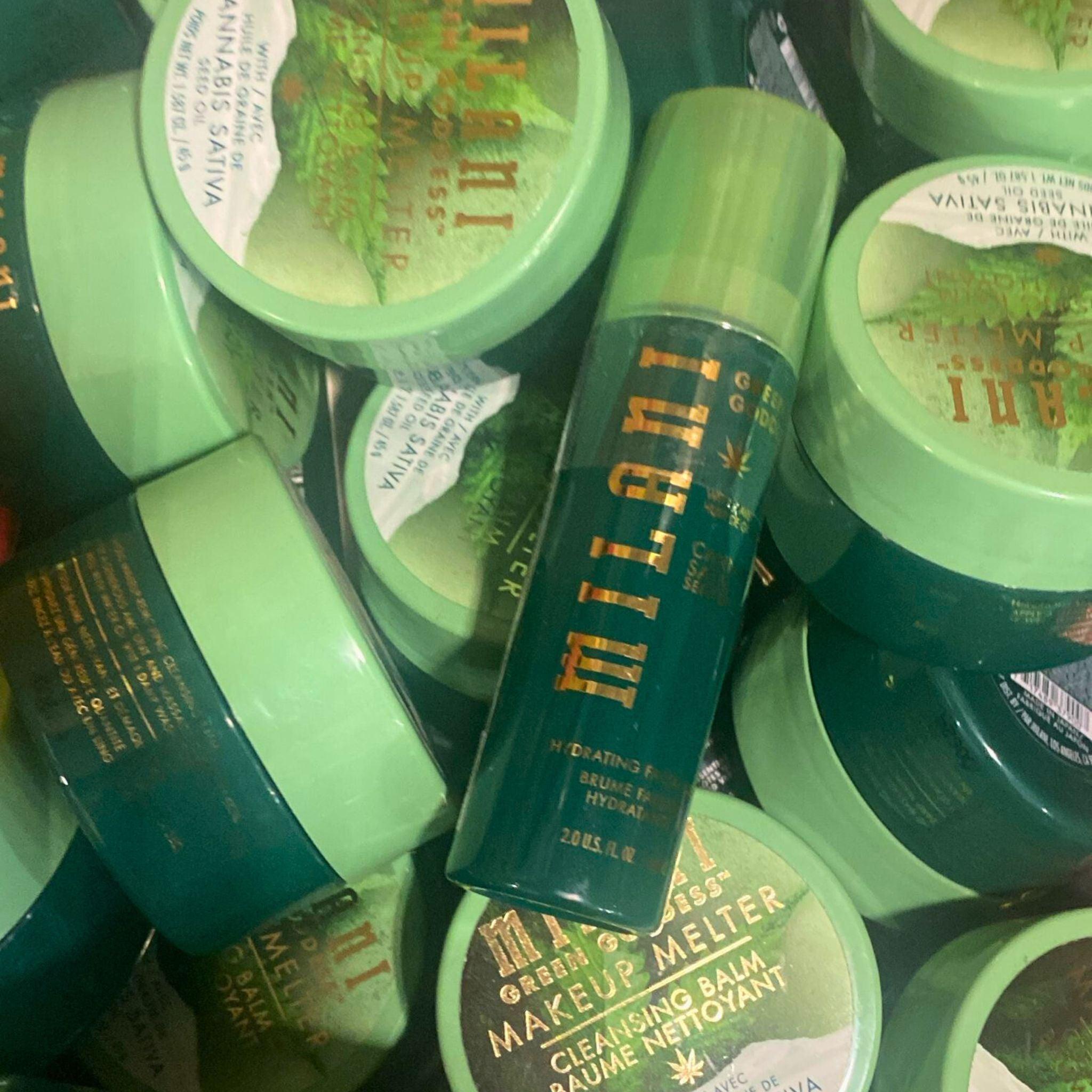 Milani Green Goddess Cannabis Sativa Seed Oil Hydrating Facial Mist & Makeup Melting Cleansing Balm - 27 Piece Set for Deep Hydration & Makeup Removal | Perfect for Travel, Spa Days & Nighttime Skincare Routine