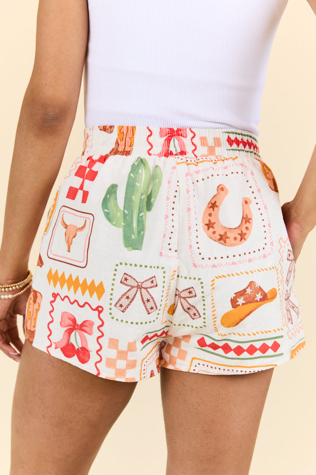 Rodeo Threads Western Print Shorts for Men & Women | Comfortable Cowboy Style Denim Shorts | Perfect for Rodeo, Country Music Festivals & Summer Outfits