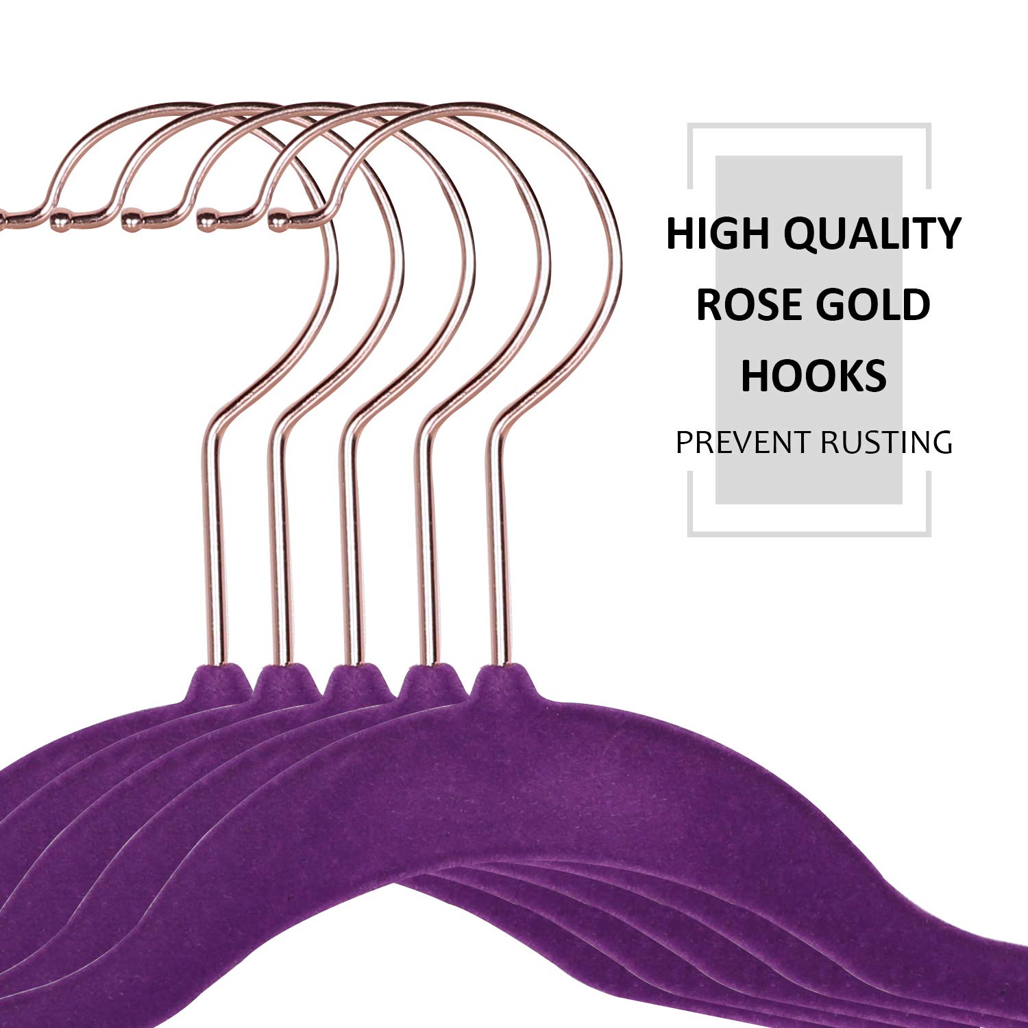 VECELO 60-Pack Premium Velvet Clothes Hangers with 8 Finger Clips & Tie Rack - Heavy Duty Non-Slip Suit Hangers for Men & Women, Space-Saving Wardrobe Organizer (Purple) - Perfect for Closet Organization, Dry Cleaning Storage & Travel Luggage Packing