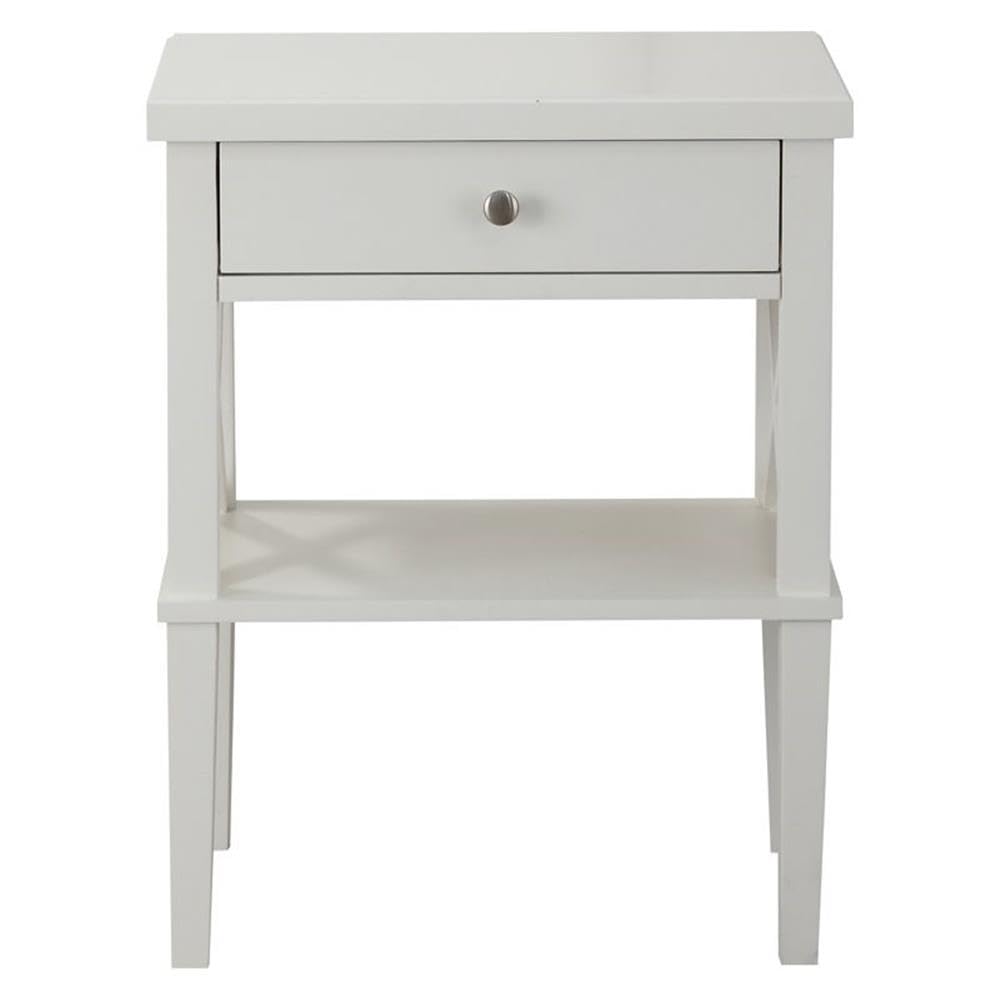 Home Square 2-Piece Solid Wood Nightstand Set with Drawer in White - Perfect for Bedroom Furniture, Guest Room & Apartment Decor