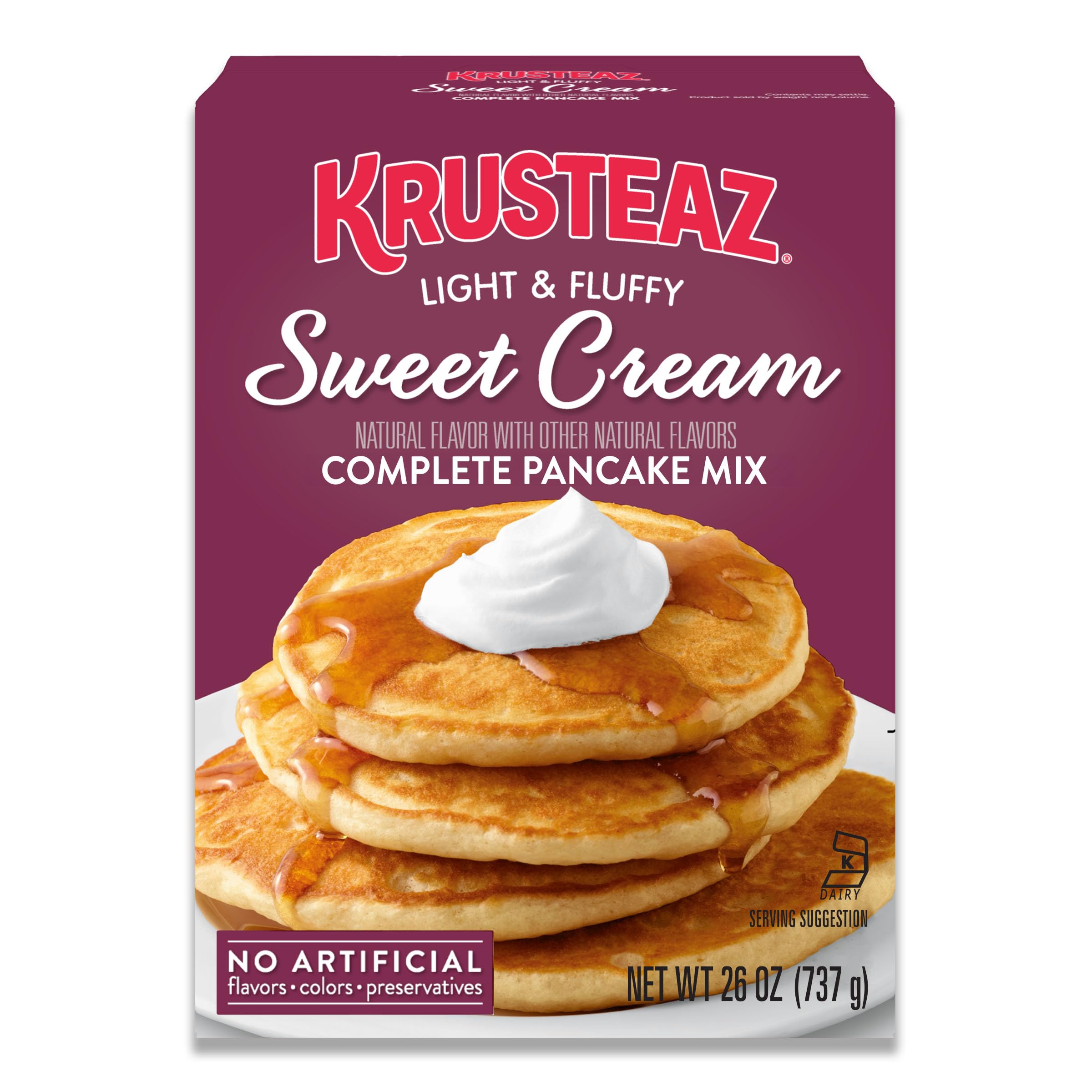 Krusteaz Sweet Cream Pancake and Waffle Mix - Light & Fluffy Buttermilk Pancake Mix - 26 oz Box (Pack of 12) - Perfect for Breakfast, Brunch, and Family Gatherings