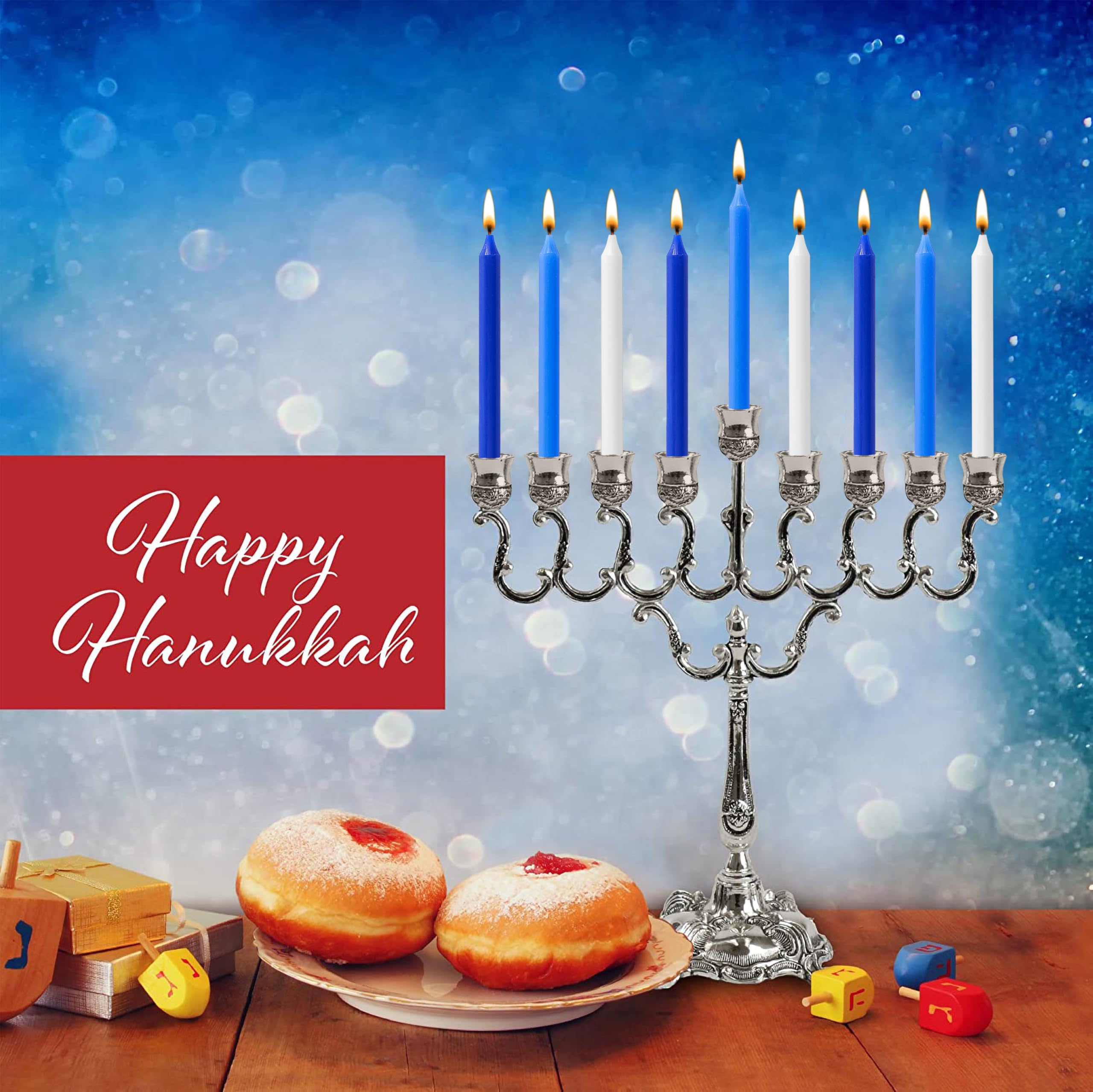 Premium Bulk Hanukkah Candles for Menorah - 135 Count Blue & White Standard Size Candles for Family Celebrations & Jewish Holidays | Fits Most Menorahs, High-Quality Wax for Safe Burning