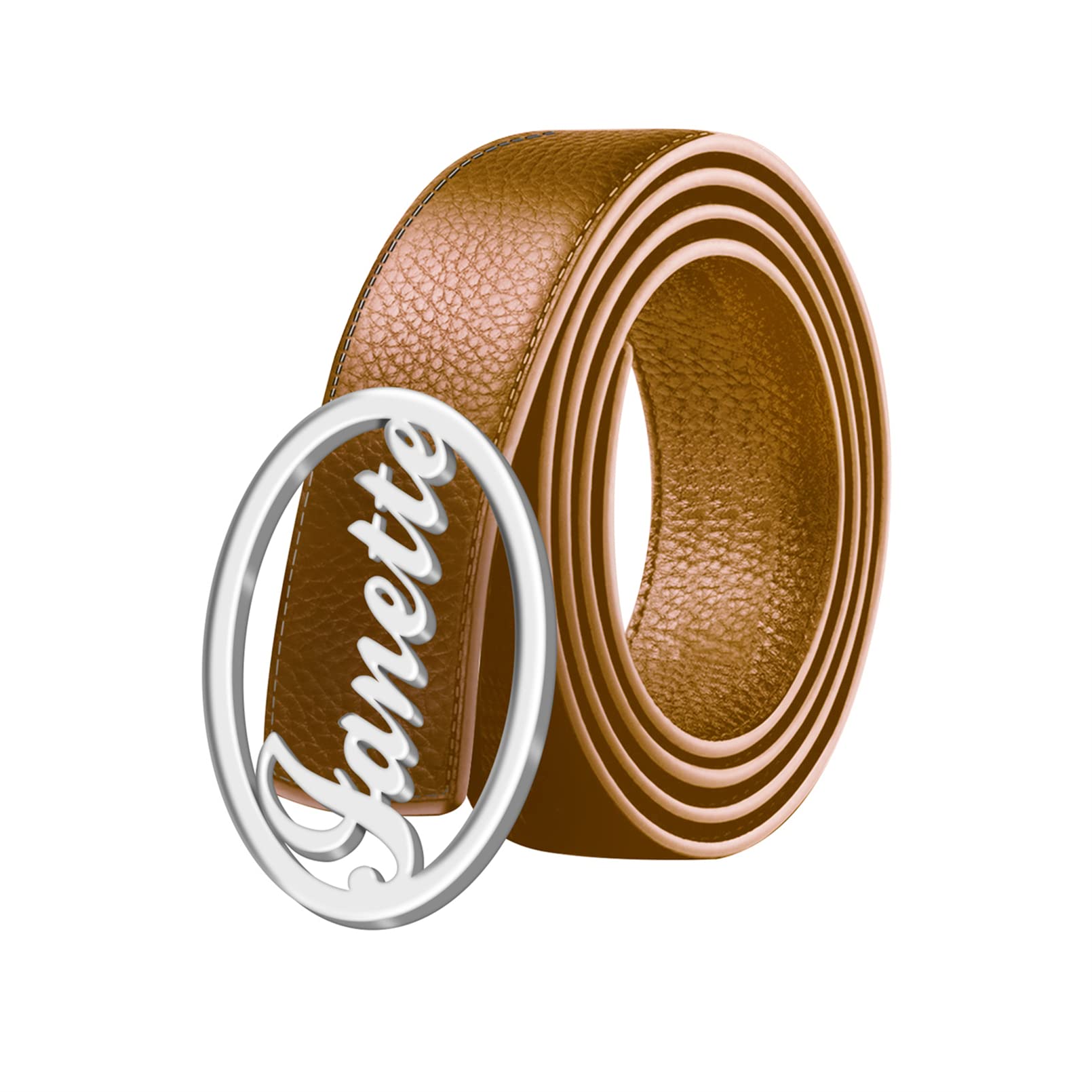 Custom Personalized Men's Leather Dress Belt with Name Buckle - Adjustable Belts for Dad & Husband - Perfect for Father's Day Gifts, Business Attire & Formal Occasions