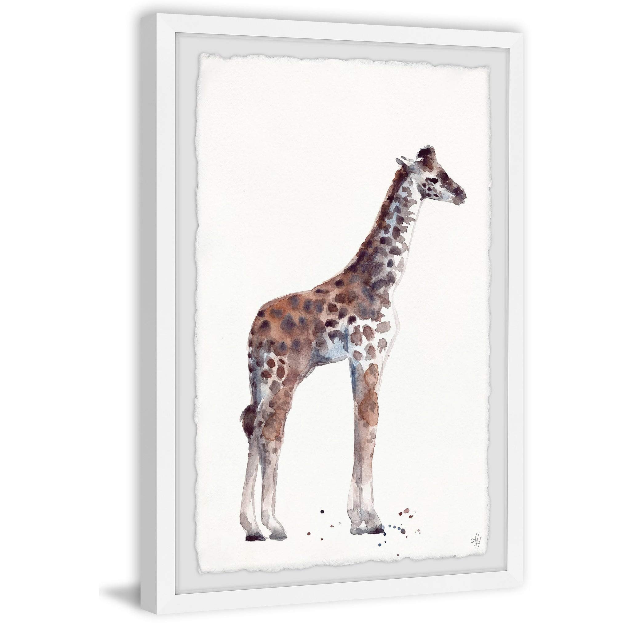 Handmade Standing Tall Giraffe Framed Print 16x24 - Marmont Hill Wall Art for Nursery, Kids Room & Animal Themed Decor