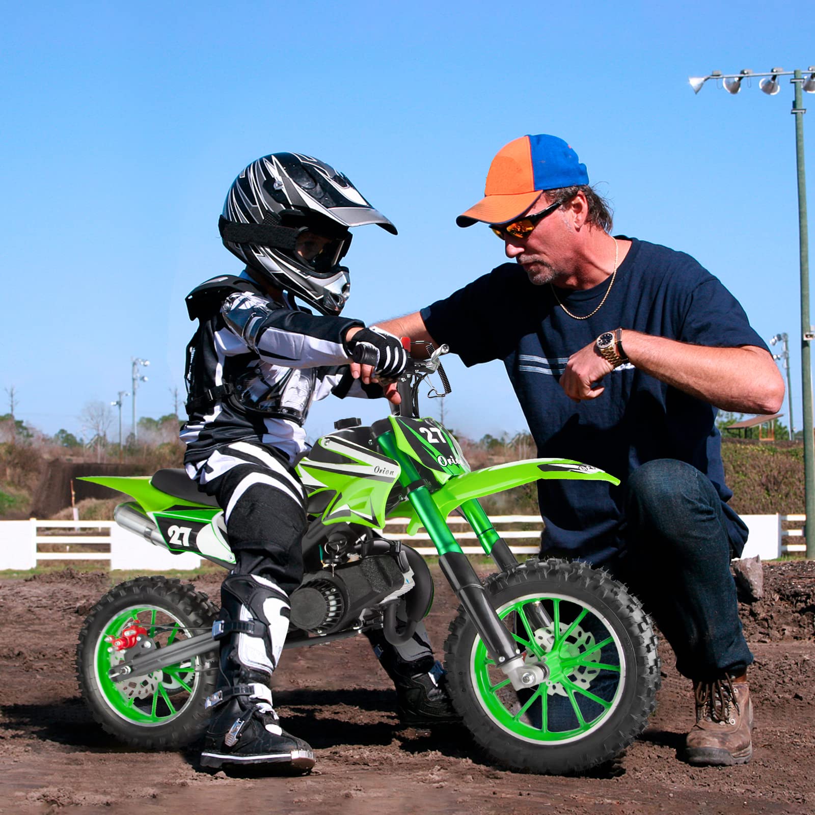 49cc Kids Dirt Bike - 2-Stroke Mini Pit Bike for Boys & Girls Ages 8-14 | Off-Road Gas Motorcycle in Green | Perfect Christmas Gift for Young Riders | Ideal for Backyard Trails, Off-Road Adventures & Beginner Motocross Training