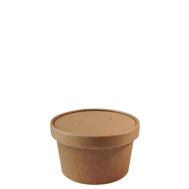 EcoQuality [150 Pack] 12 oz Disposable Kraft Paper Soup Containers with Vented Lids - Microwave Safe Takeout Containers for Ice Cream, Frozen Yogurt, Restaurant Food Storage | Eco-Friendly & Recyclable for Home, Cafes, and Catering Services
