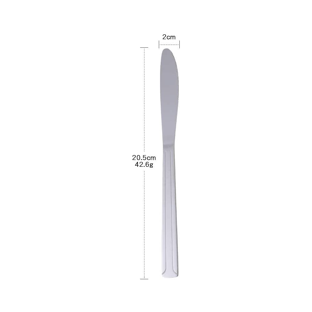 Premium Stainless Steel Dinner Knives Set of 12 - Elegant Silver Butter Knives & Steak Knives with Line Design, Durable Titanium Flatware for Home, Restaurant, Wedding & Catering - Perfect for Fine Dining, Parties & Special Occasions