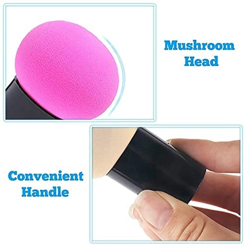 TYAGIRL Foundation Powder Puff - Premium Mushroom Makeup Sponge & Blender Brush with Handle Case for Liquid, Cream & Powder Cosmetics - Perfect for Flawless Makeup Application (Pack of 2)