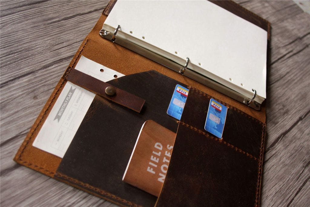 Personalized Brown Leather Binder Folder for Men & Women - Professional Organizer for Office, School & Business Documents
