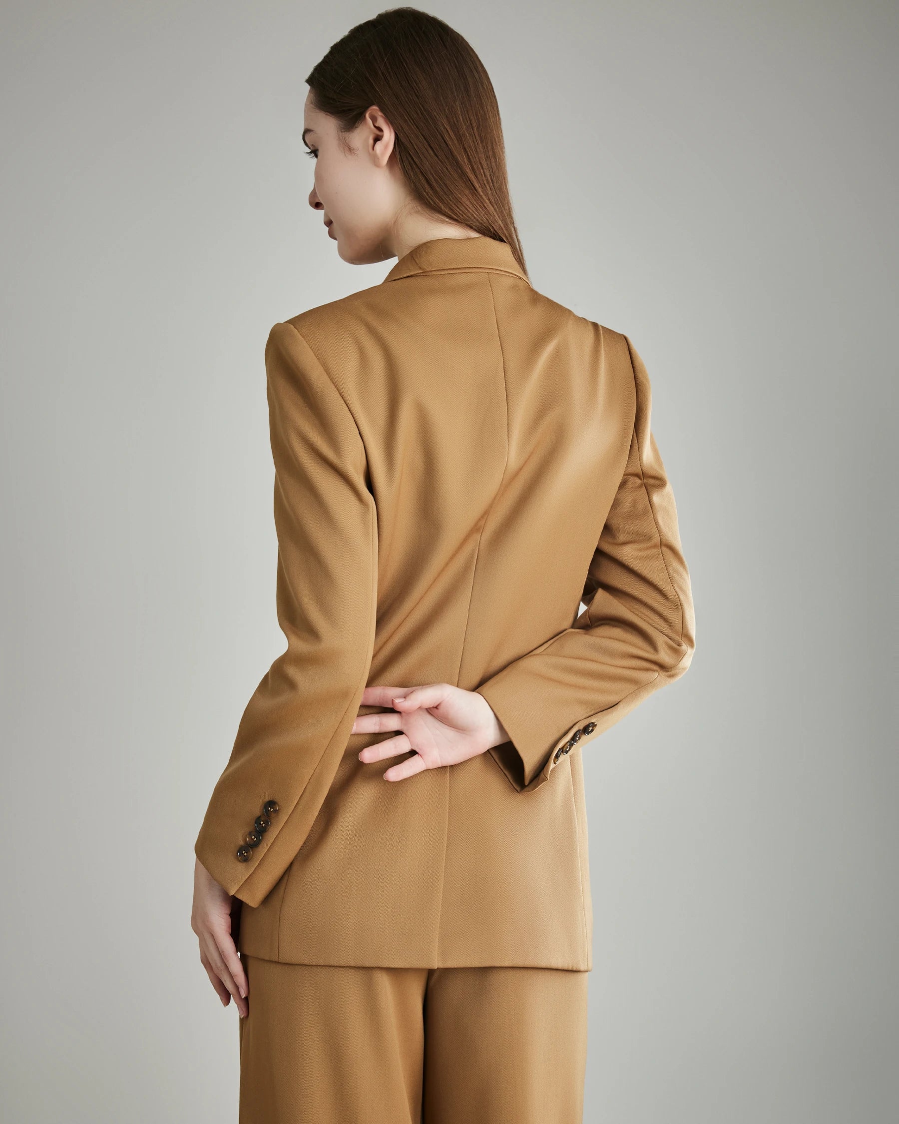 Women's Wool Double Breasted Blazer Coat - Warm Winter Business Jacket for Office Work, Formal Events & Professional Outfits