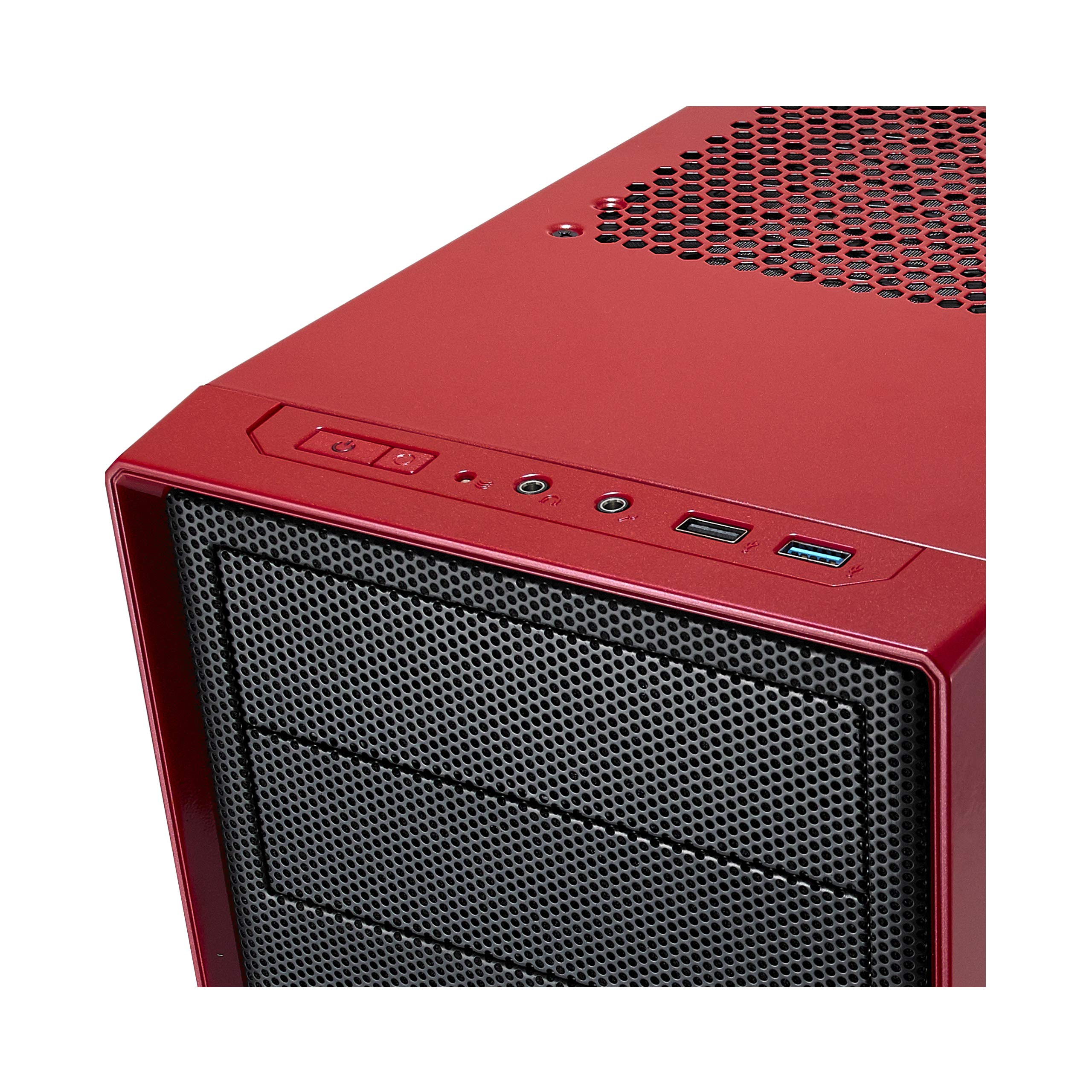 Fractal Design Focus G Mid Tower ATX Computer Case - High Airflow Gaming PC Case with 2X Silent LL Series 120mm White LED Fans, USB 3.0 & Window Side Panel (Red) - Perfect for Gaming Rigs & High-Performance PC Builds