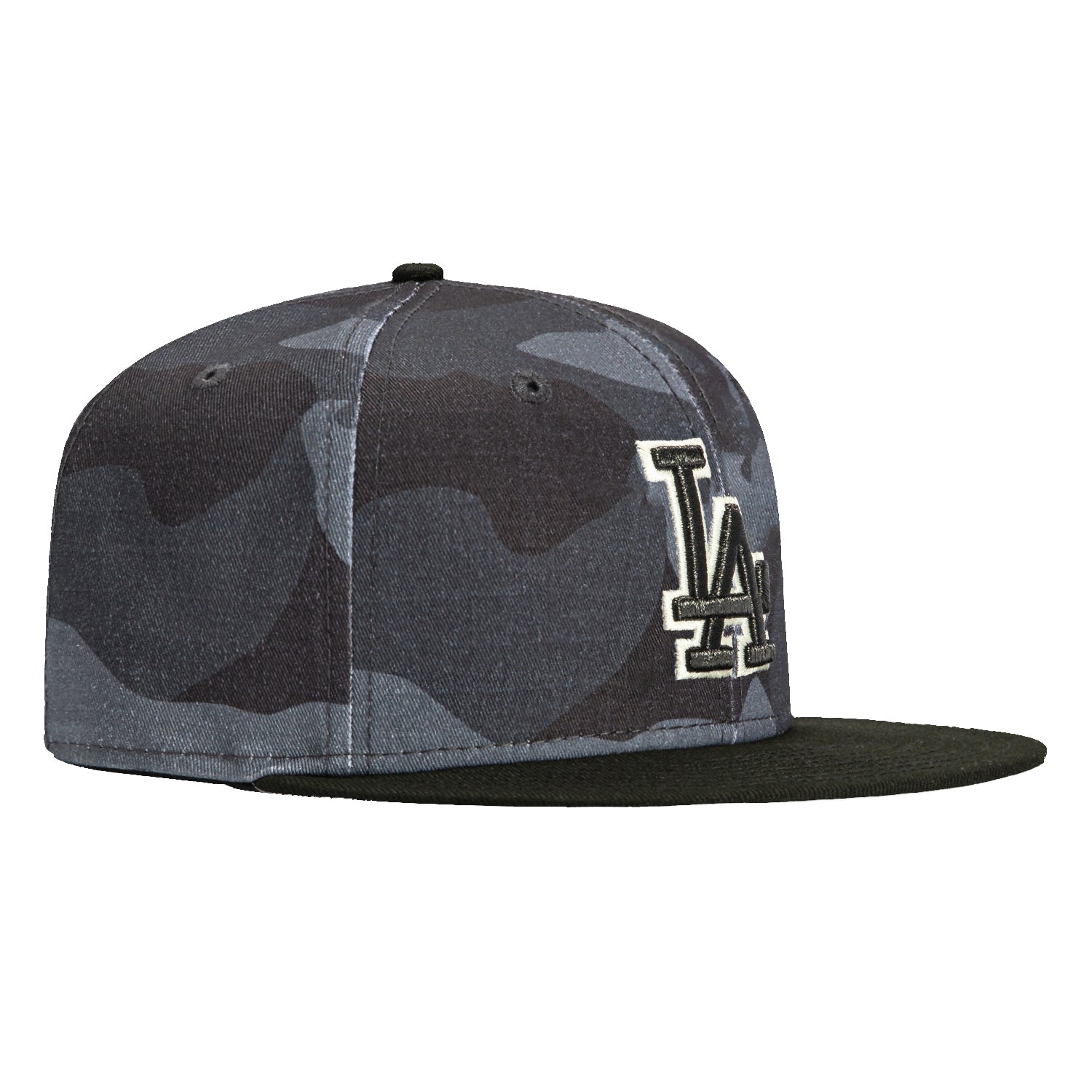 New Era 59Fifty Camo Adjustable Snapback Hat - Los Angeles Dodgers Glow in the Dark Baseball Cap for Men & Women, Black Camouflage Design - Perfect for Baseball Games, Streetwear & Nighttime Visibility