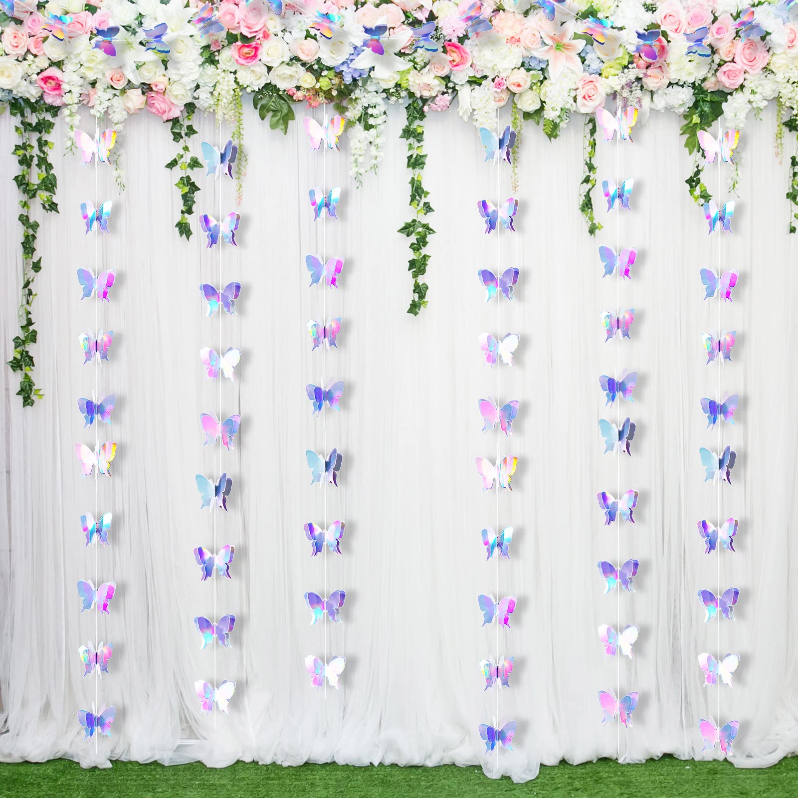 3D Butterfly Hanging Garlands - Laser Cut Paper Party Decorations for Weddings, Baby Showers, Birthdays & Home Parties (4-Piece Set) | Perfect for Ceiling, Wall & Table Decor