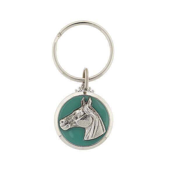 1928 Vintage Horse Enamel Keychain - Turquoise Blue Jewelry Accessory for Women | Perfect Gift for Equestrian Lovers & Keychain Collectors