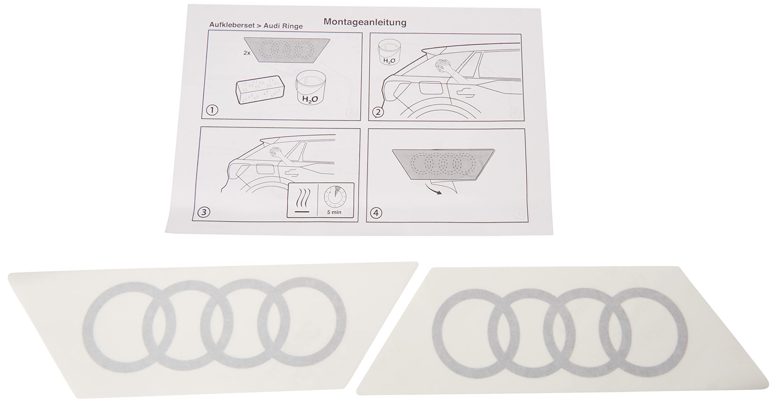 Audi Q2 Original Emblem Stickers - Silver Chrome Rings - Adhesive Column Badge - C-Blade Design for Car Exterior Decoration & Customization