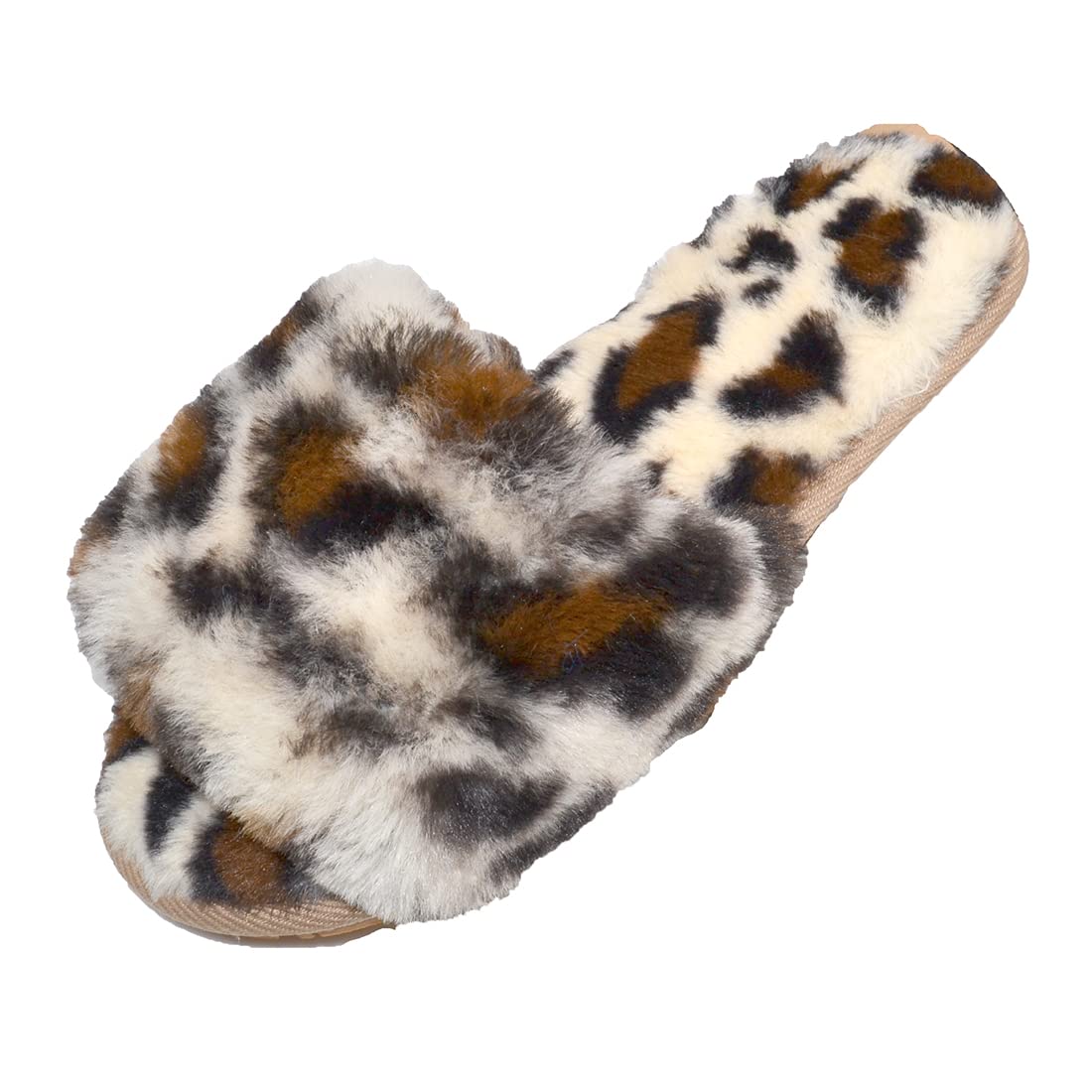 Millffy Women's Fluffy Faux Wool Fuzzy Slippers - Open Toe Soft Fur House Shoes for Women, Cozy Indoor/Outdoor Slippers for Lounge, Spa, and Home Comfort