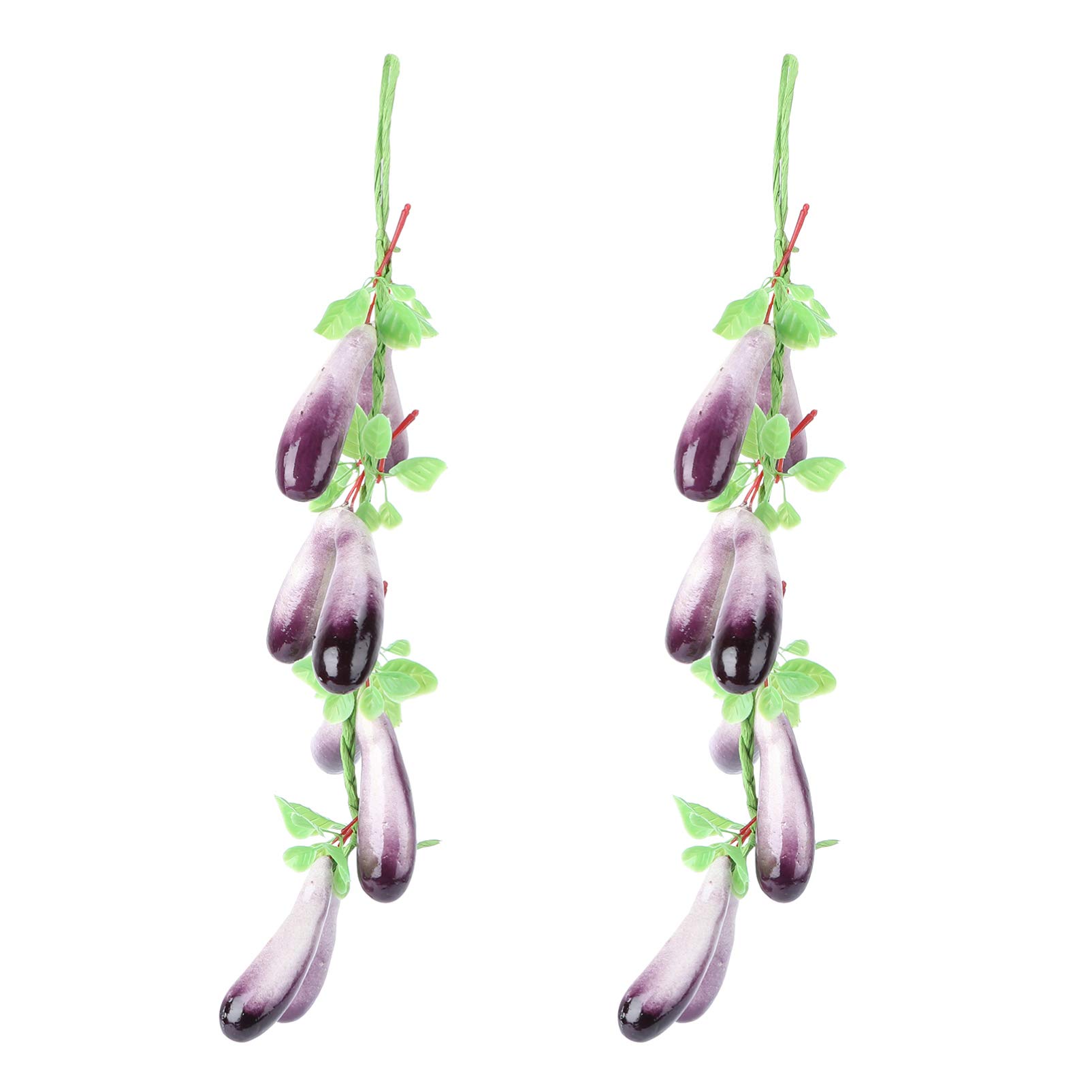 2PCS Artificial Fruit Branches - Lifelike Fake Eggplant & Onion with Hanging Rope - Home Decor, Photography Props, DIY Crafts - Perfect for Kitchen Decor, Party Centerpieces & Instagram Photos