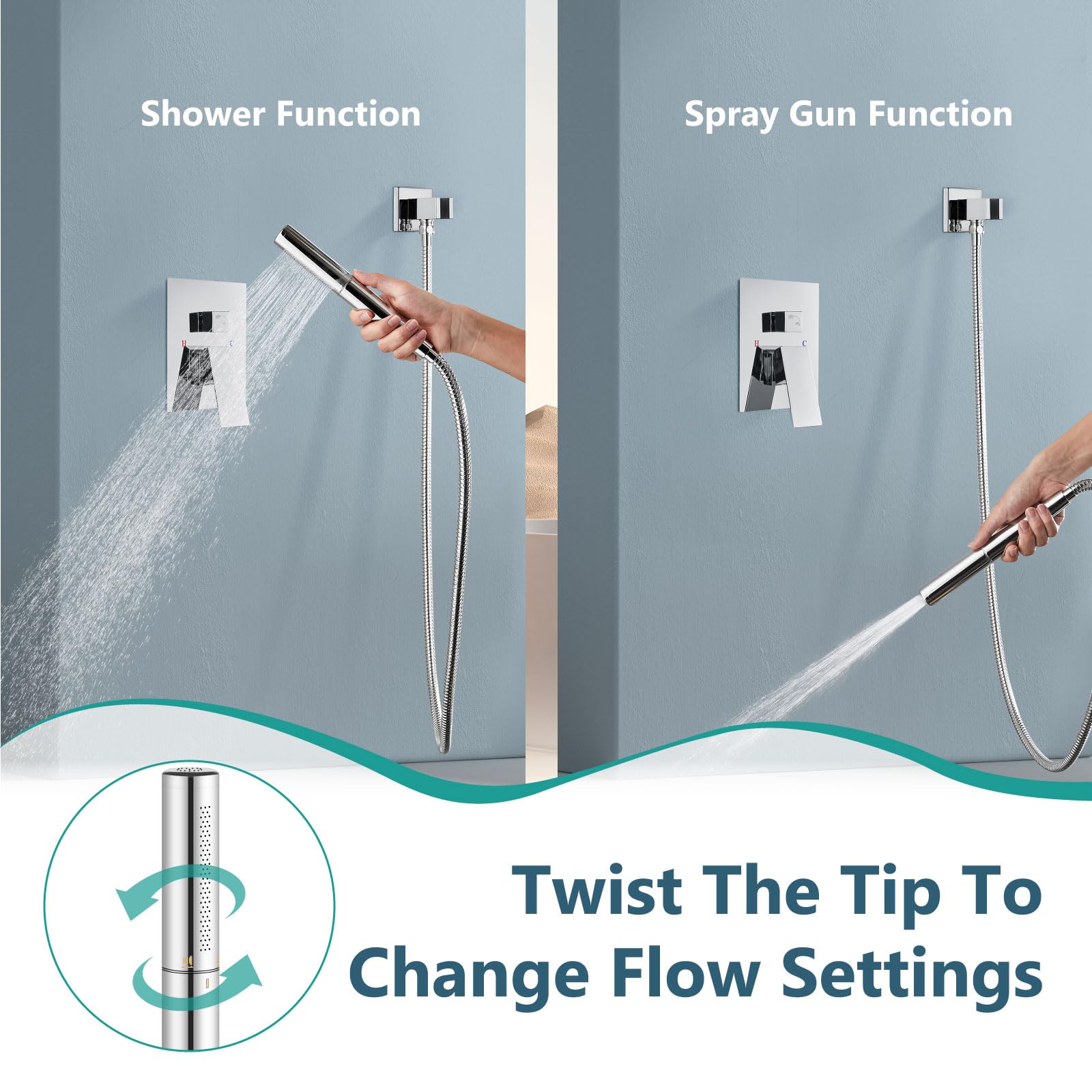 **Aolemi 12-Inch Ceiling Mount Shower System - Rainfall Shower Head & Handheld Spray Combo, High Pressure Shower Faucet Set with 2-in-1 Valve, Polished Chrome - Perfect for Modern Bathrooms & Spa-Like Showers**