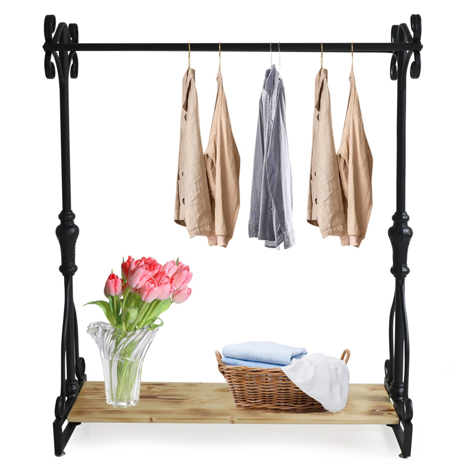 1.5M Black Square Freestanding Metal Garment Rack - Modern Wedding Dress Display Stand for Ceremony, Reception & Party - Indoor/Outdoor Decor for Garden, Home & Event Venues - Durable Iron Frame Clothes Rack for Bridal Gowns & Formal Wear