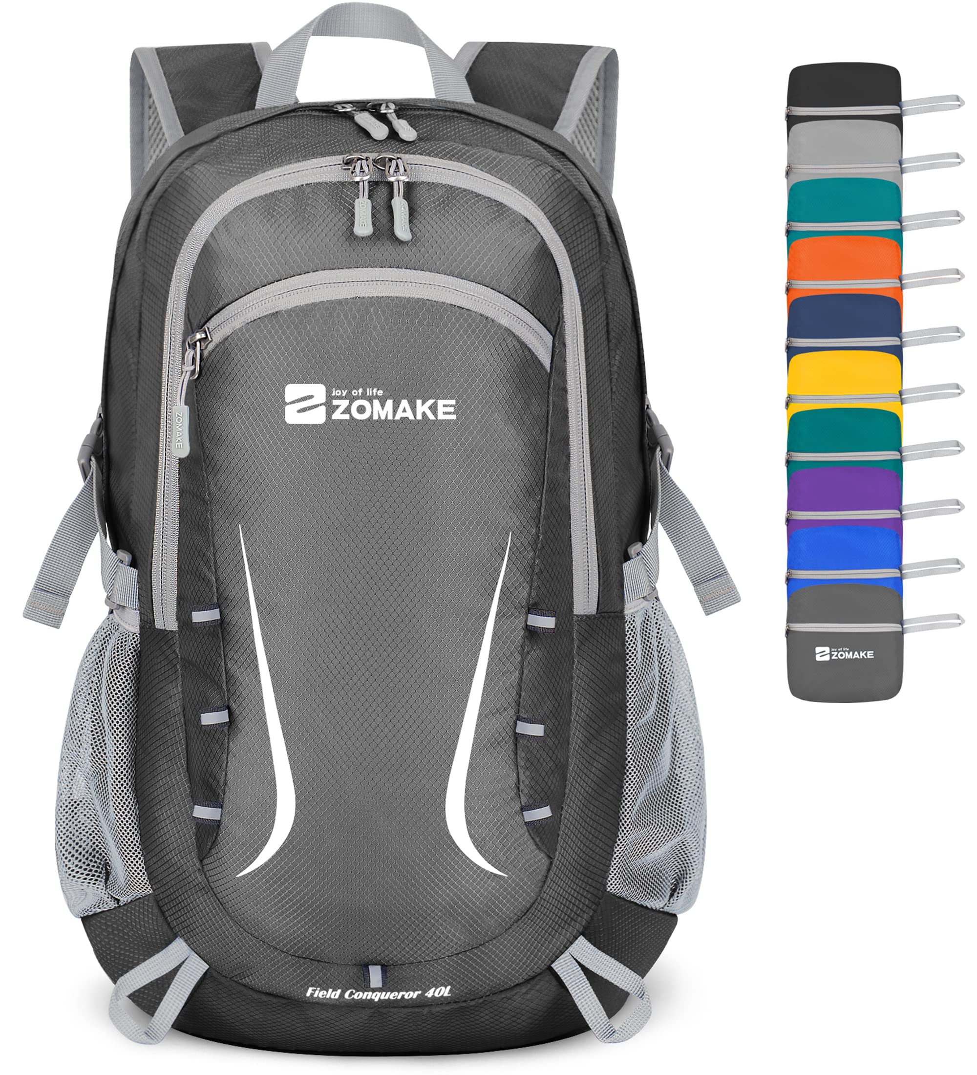 Zomake 40L Lightweight Water Resistant Hiking Backpack - Foldable Packable Daypack for Travel, Camping & Outdoor Adventures