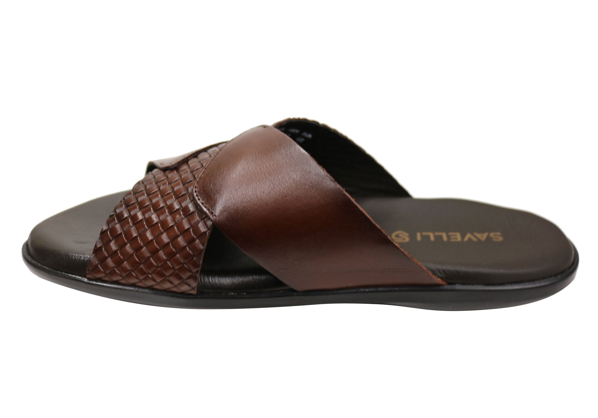 Savelli Henry Men's Comfortable Leather Slides Sandals - Handmade in Brazil - Perfect for Beach, Pool & Summer Casual Wear