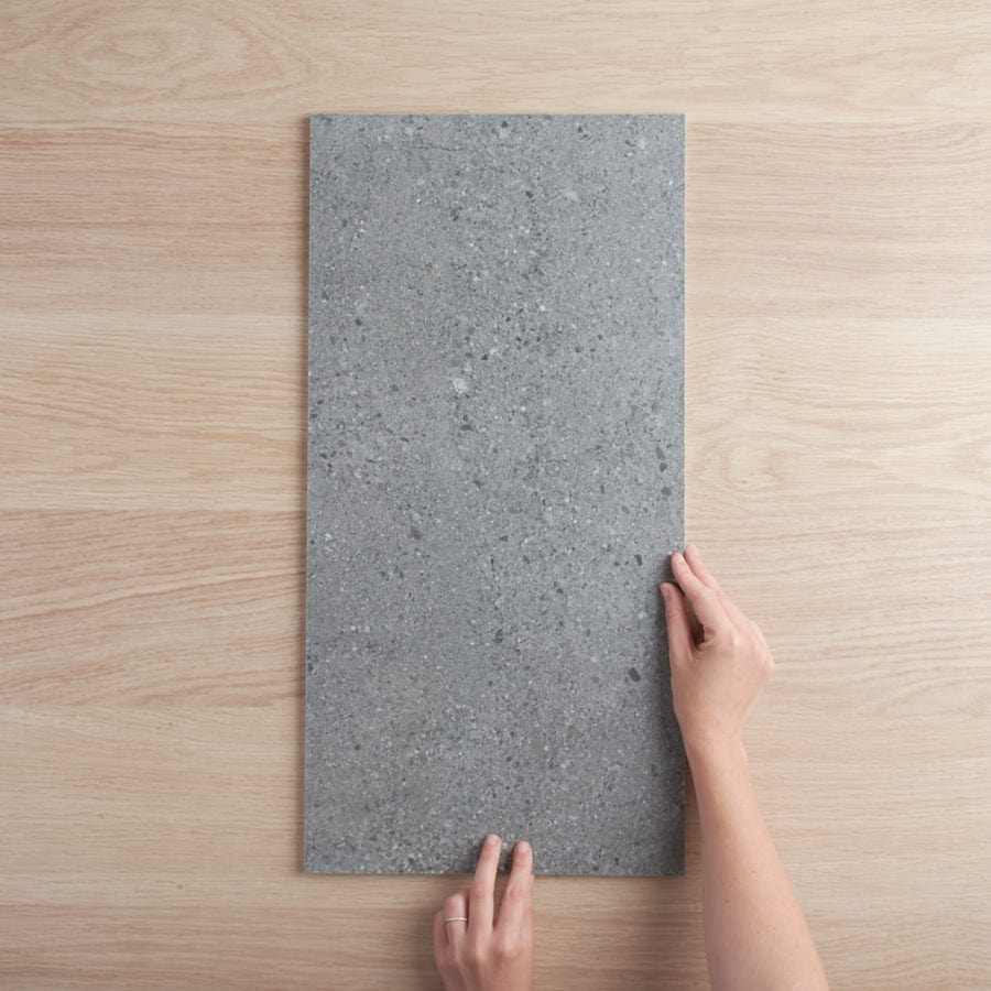Hamilton Matte Charcoal Concrete Look Tile - Premium Peel and Stick Wall Tiles for Kitchen Backsplash, Bathroom, and Home Decor | Easy DIY Installation | Waterproof & Durable