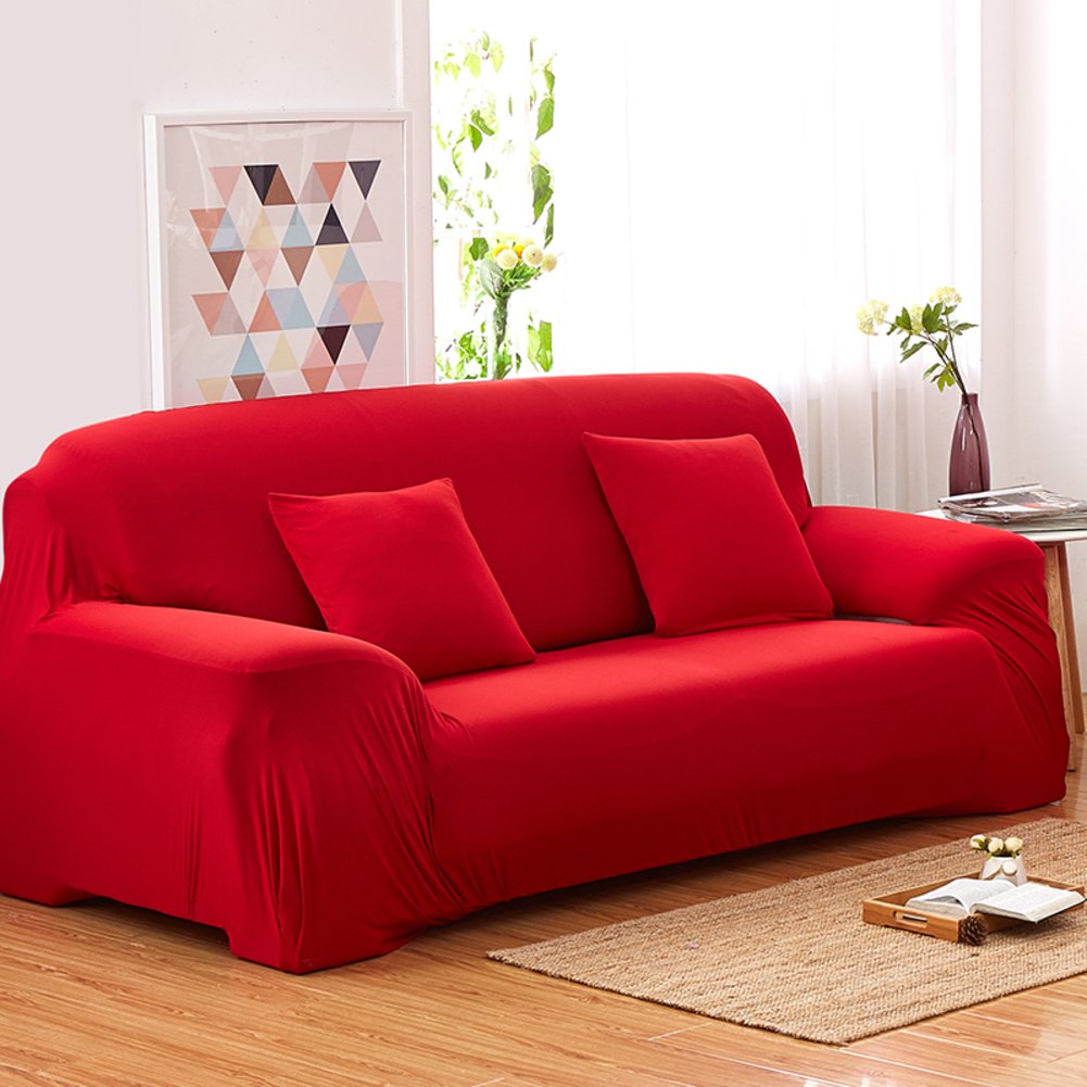 Premium High Elasticity Pet-Friendly Furniture Protector - Anti-Slip Sofa Slipcover for Dogs, Solid Color Couch Cover - All Season U-Shaped Sectional Sofa Throw Pad (35