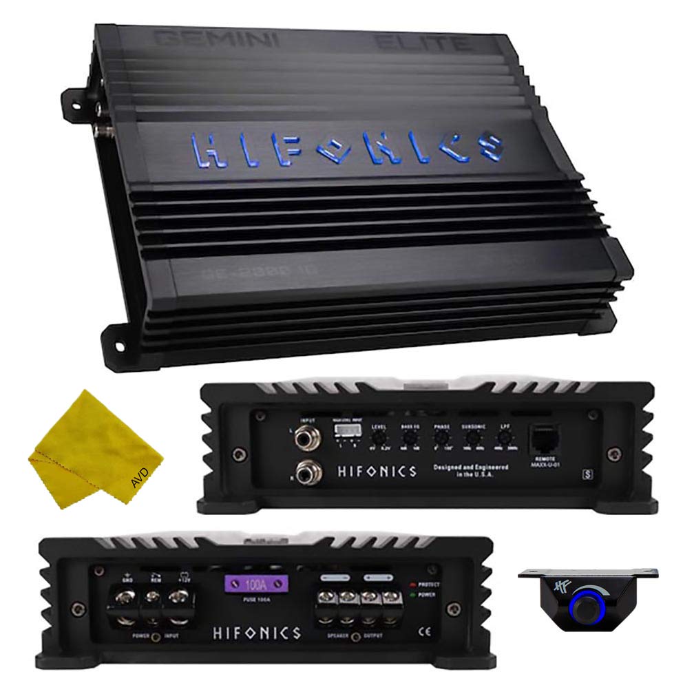 Hifonics Gemini Series 2000W Monoblock Class D Car Amplifier - 1 Ohm Stable MOSFET Power, Bass Boost for Subwoofer & Car Audio System | Perfect for Car Stereo Upgrades, Bass Enthusiasts & Custom Audio Installations