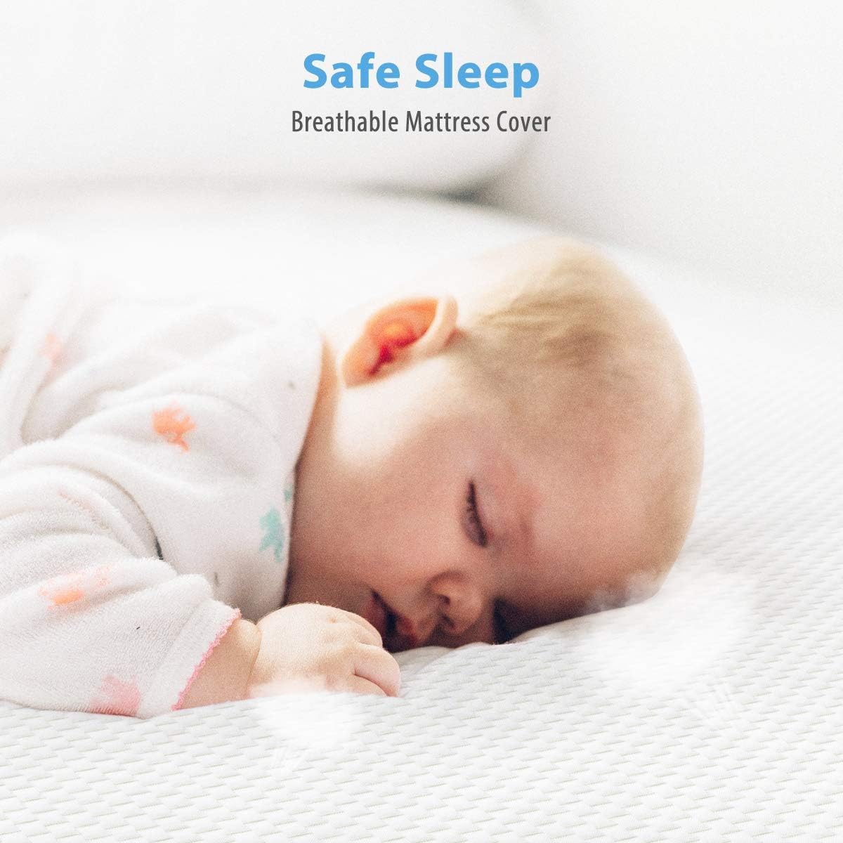 Dual-Sided Memory Foam Crib Mattress for Infants & Toddlers - Breathable 3-Layer Premium Baby Bed Mattress with Removable Washable Cover (White & Blue) | Safe & Comfortable Nursery Sleep Solution for Newborns to Toddlers