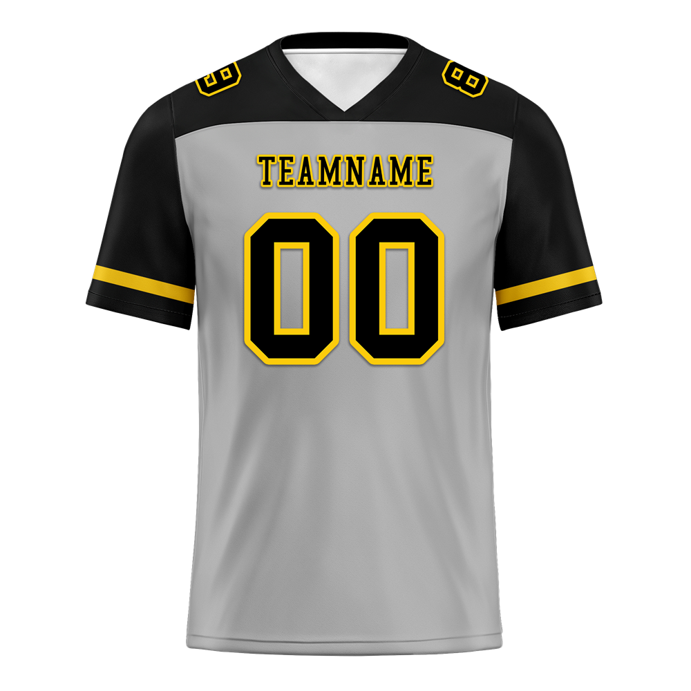 Custom Grey & Black Raglan Sleeves Personalized Football Jersey - Authentic Team Uniform for Men - Perfect for Game Day, Training & Fan Support