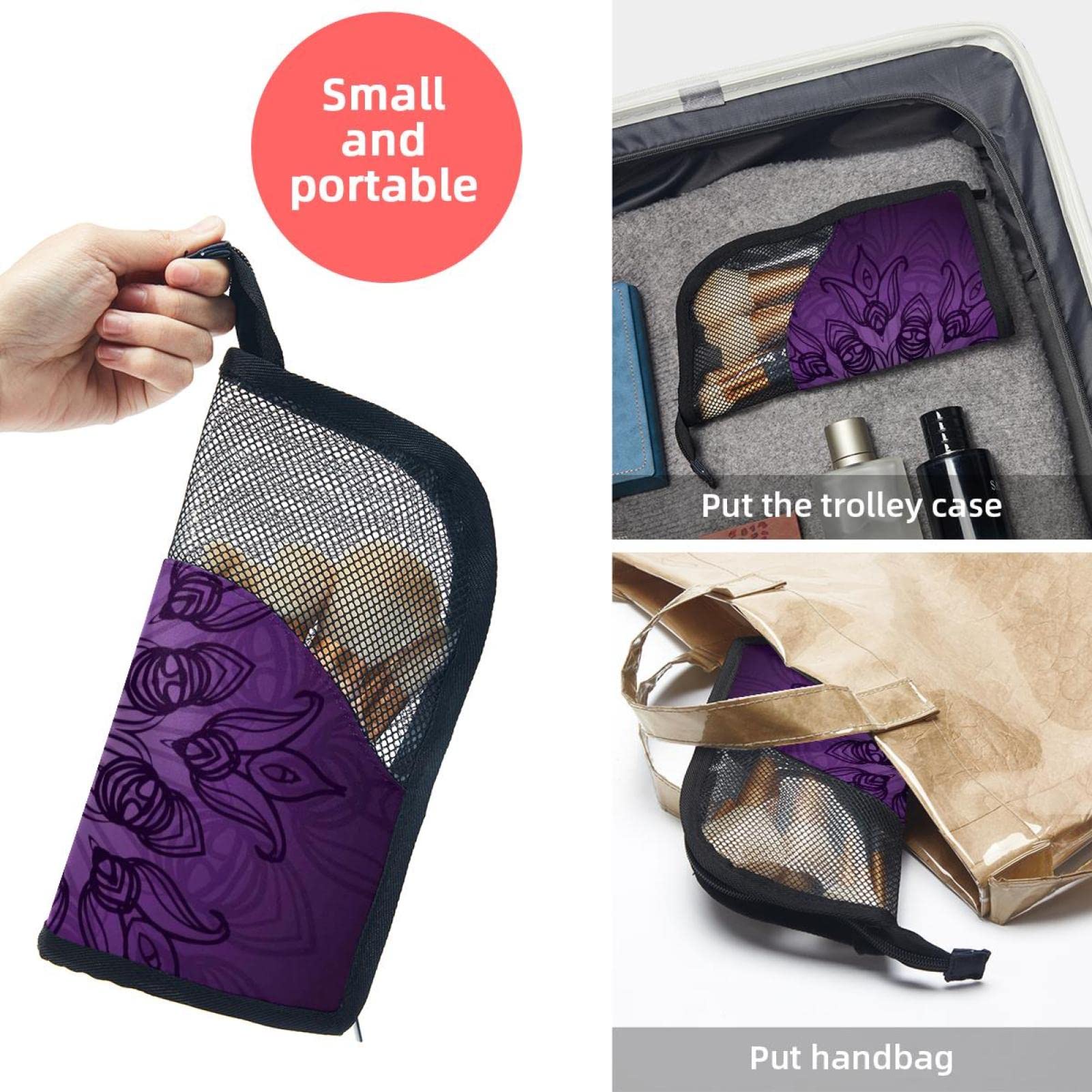 12-Piece Makeup Brush Organizer Bag - Purple Mandala Skull Flower Design, Portable Cosmetic Brush Holder Case for Travel & Home Storage | Perfect for Makeup Artists & Beauty Enthusiasts
