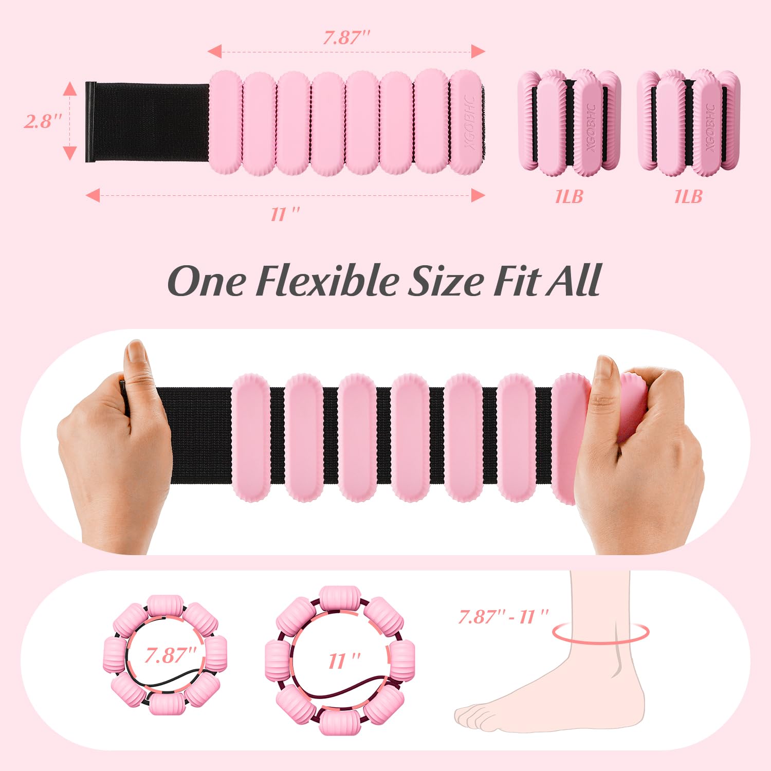Adjustable Ankle Weights Set of 2 for Women & Men - 1-5 lbs Wrist & Leg Weights for Strength Training, Yoga, Dance, Running - Perfect for Home Workouts, Gym Fitness & Water Aerobics