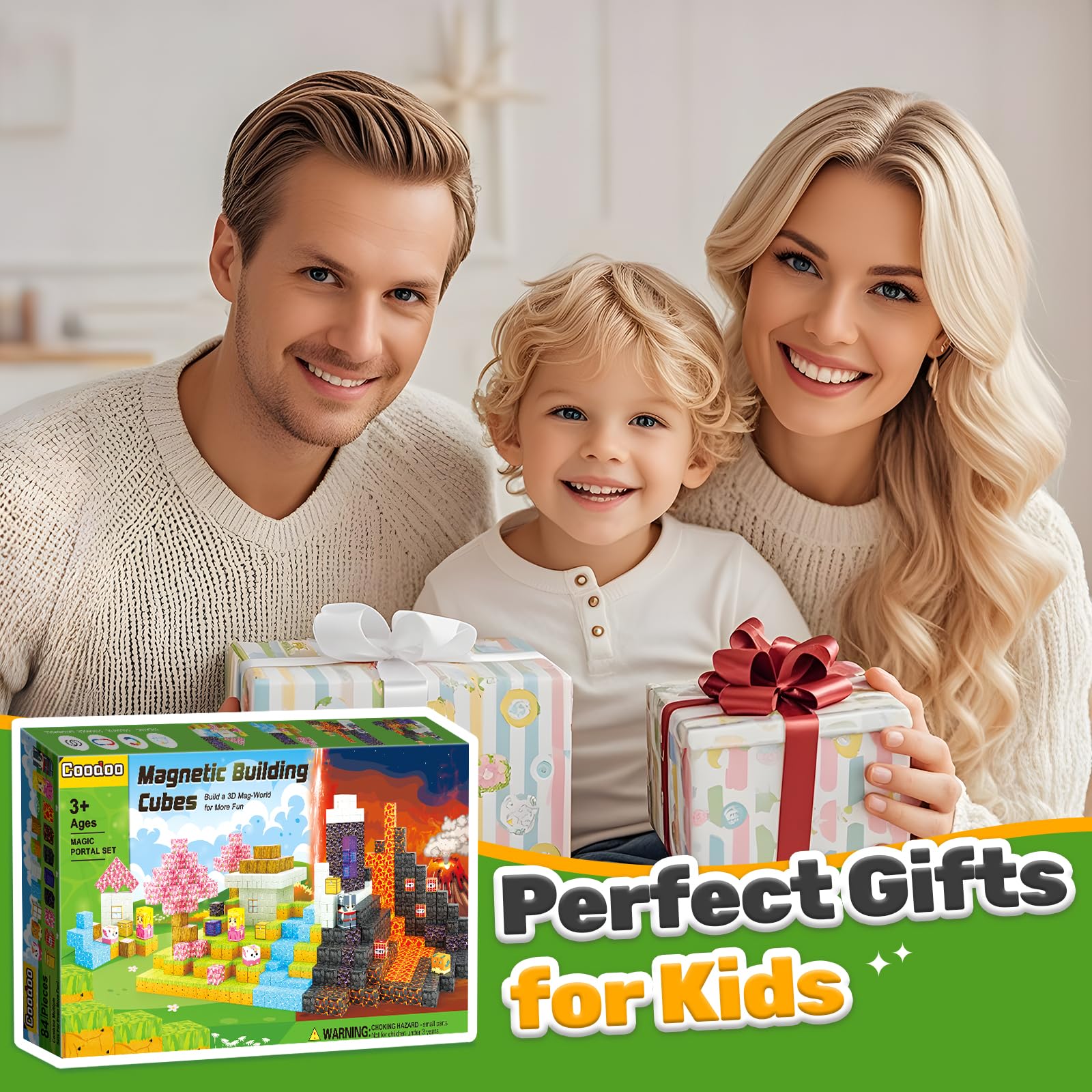 Magnetic Building Blocks 84PCS - STEM Educational Toys for Kids Ages 3+, Creative Construction Set with Magnetic Tiles for Boys & Girls - Perfect for Indoor Play, Preschool Learning & Sensory Development