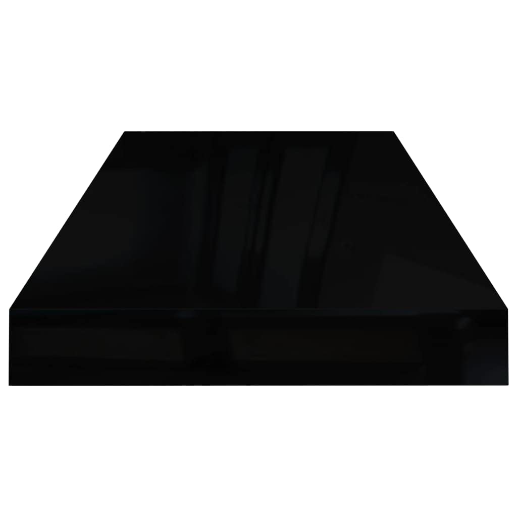 Modern Floating Shelves Set of 3 - Wall Mounted Shelves for Bedroom & Living Room - High Gloss Black MDF Decorative Wall Shelves 23.6