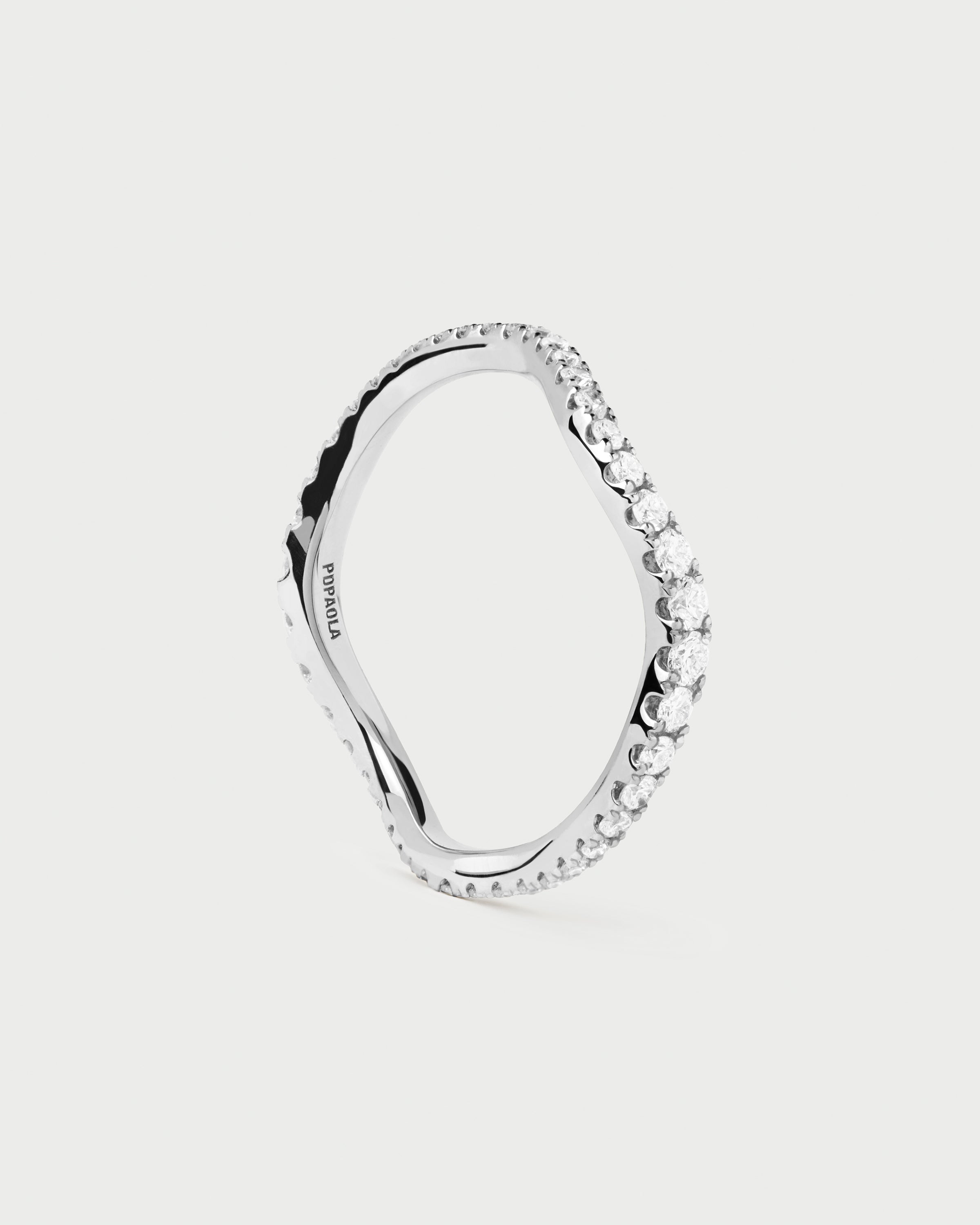 Exquisite Diamond and White Gold Flow Ring for Women | Elegant Wedding, Engagement, Anniversary Gift | Perfect for Special Occasions and Everyday Luxury