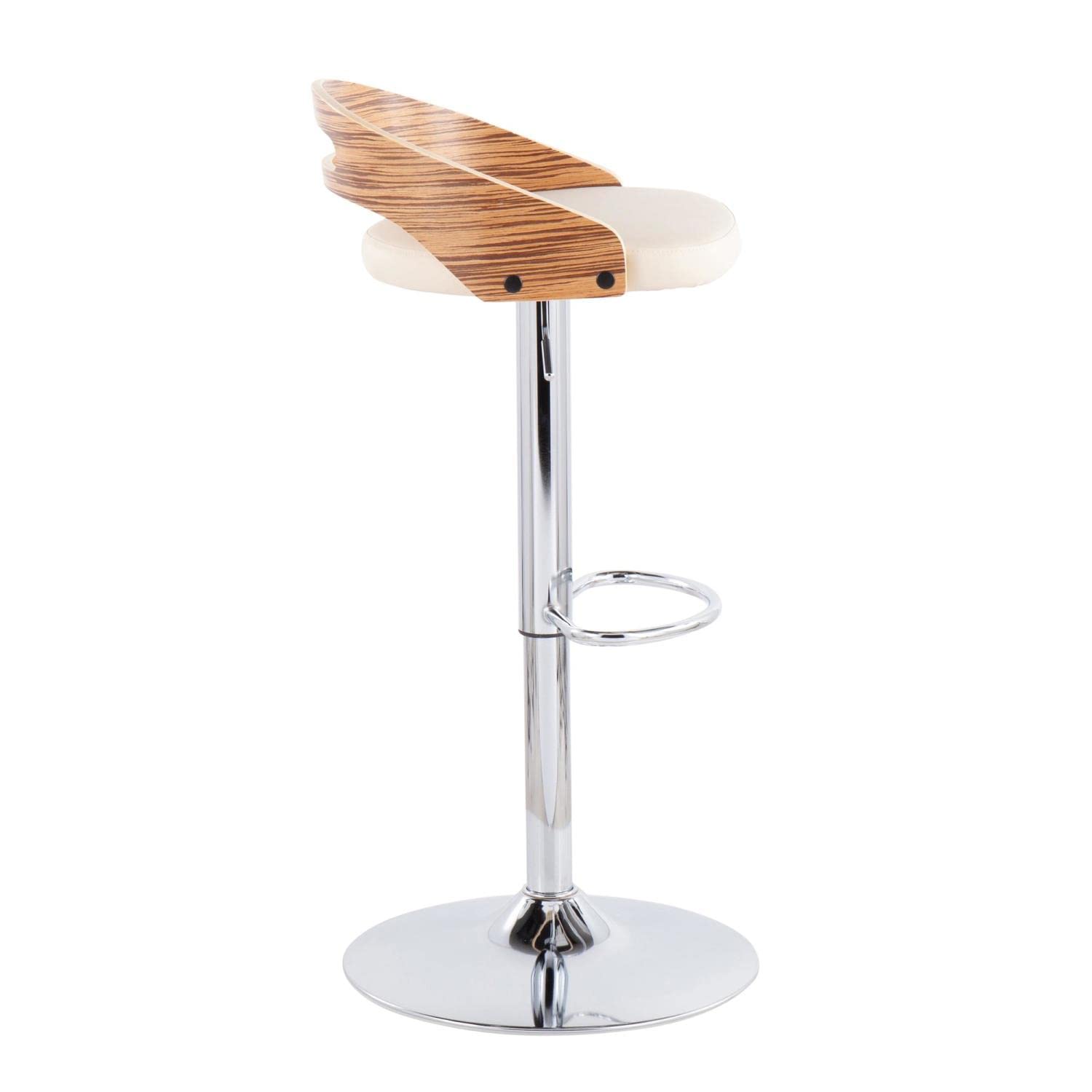 LumiSource Cassis Adjustable Swivel Bar Stool with Chrome Finish - Modern Bar Chair for Kitchen Island, Home Bar, or Dining Counter - Height Adjustable & Comfortable Seating