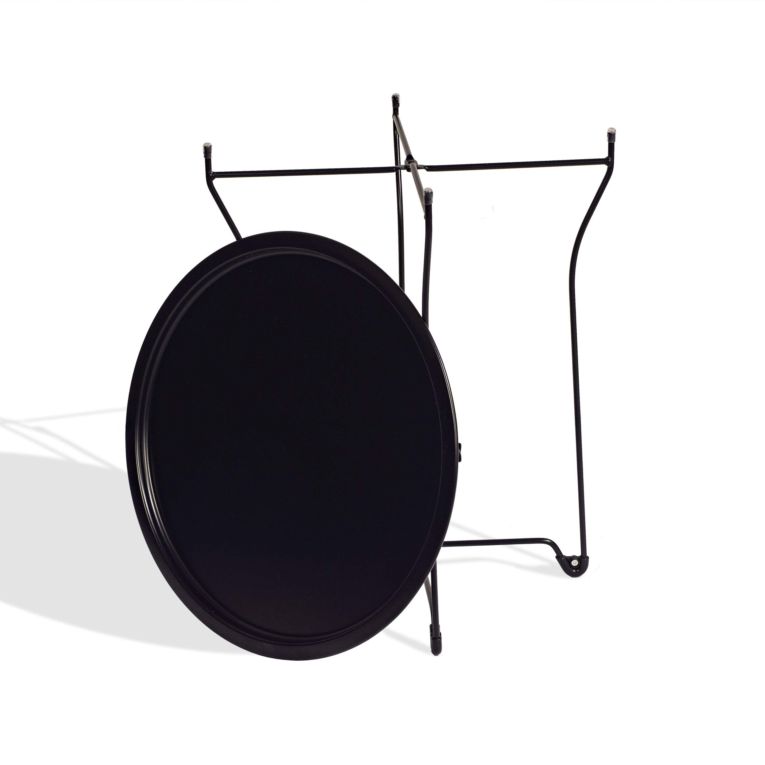 Atlantic Metal Side Table - Black Folding Tray Table with Sturdy Steel Frame & Durable Powder Coating | Perfect for Living Room, Bedroom, Patio & Outdoor Use - 38435984