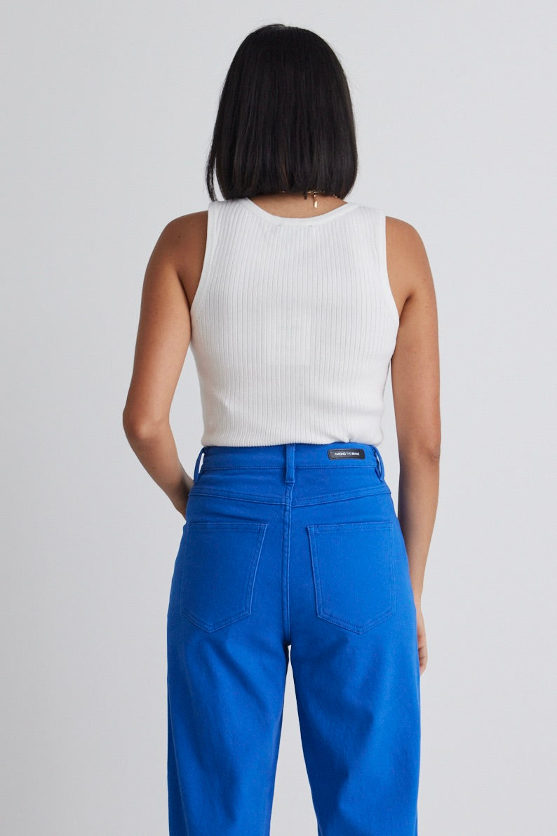 Envy White Rib Cut Away Tank Top for Women - Soft Stretchy Comfort Fit Workout & Lounge Wear - Perfect for Gym, Yoga, and Casual Outfits