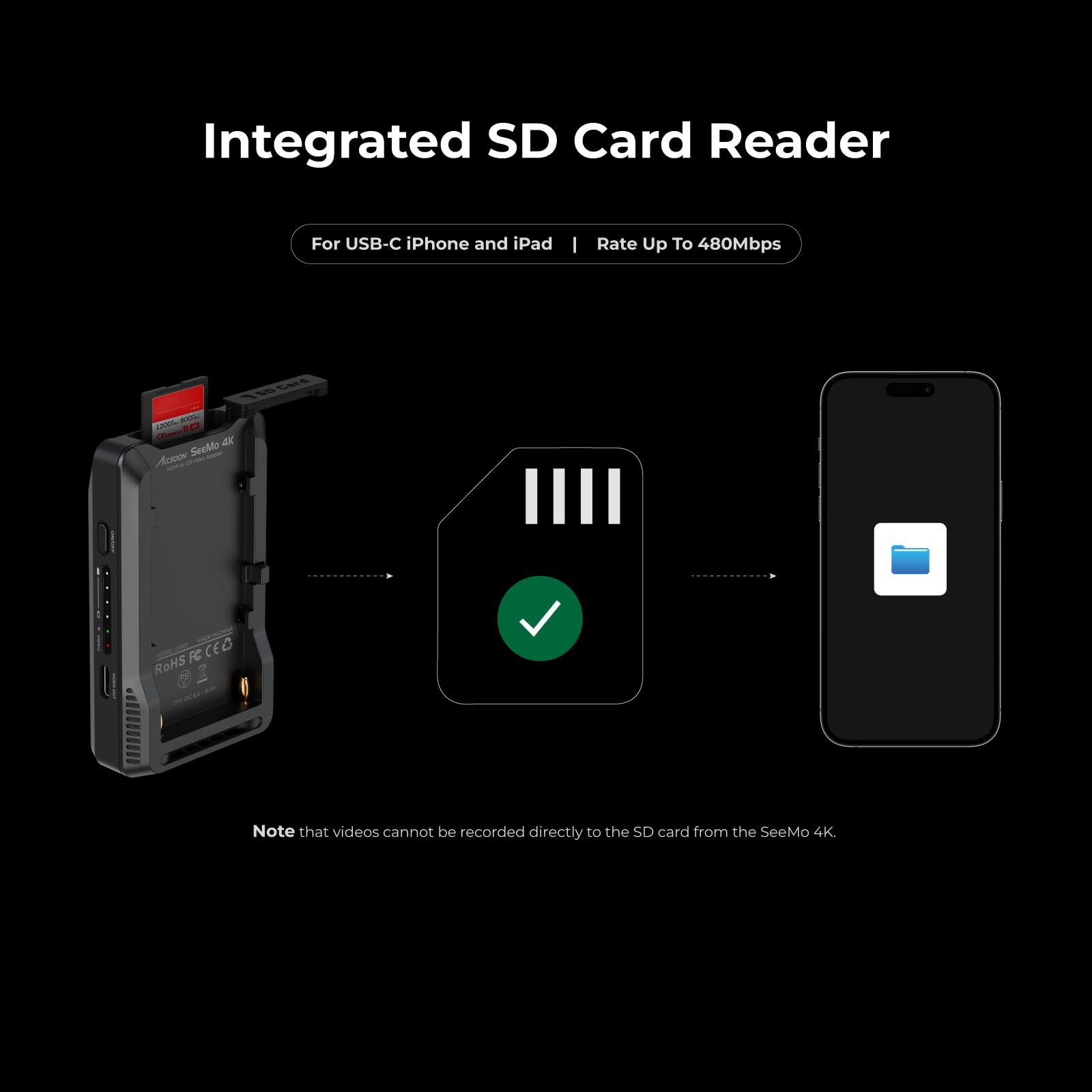 Accsoon SeeMo 4K30FPS HDMI Wireless Video Transmitter for iPhone & iPad - UHD Camera Monitor, RTMP Live Streaming, USB-C & SD Card Support | Perfect for Vlogging, Live Streaming & Professional Video Production