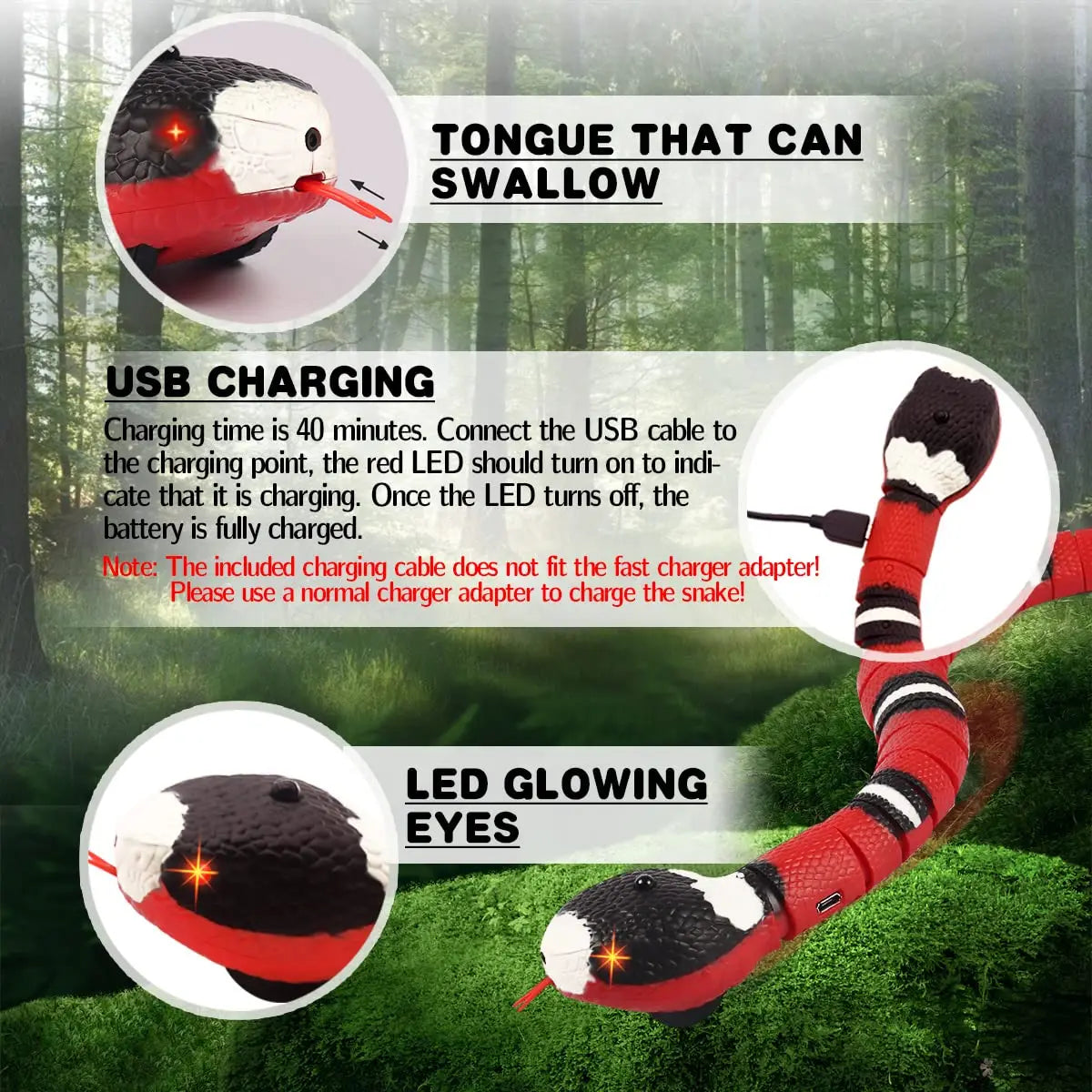 Smart Sensing USB Rechargeable Cat Toy - Interactive Snake Teaser for Indoor Cats, Fun Exercise & Playtime for Kittens & Adult Cats - Perfect for Boredom Relief & Bonding