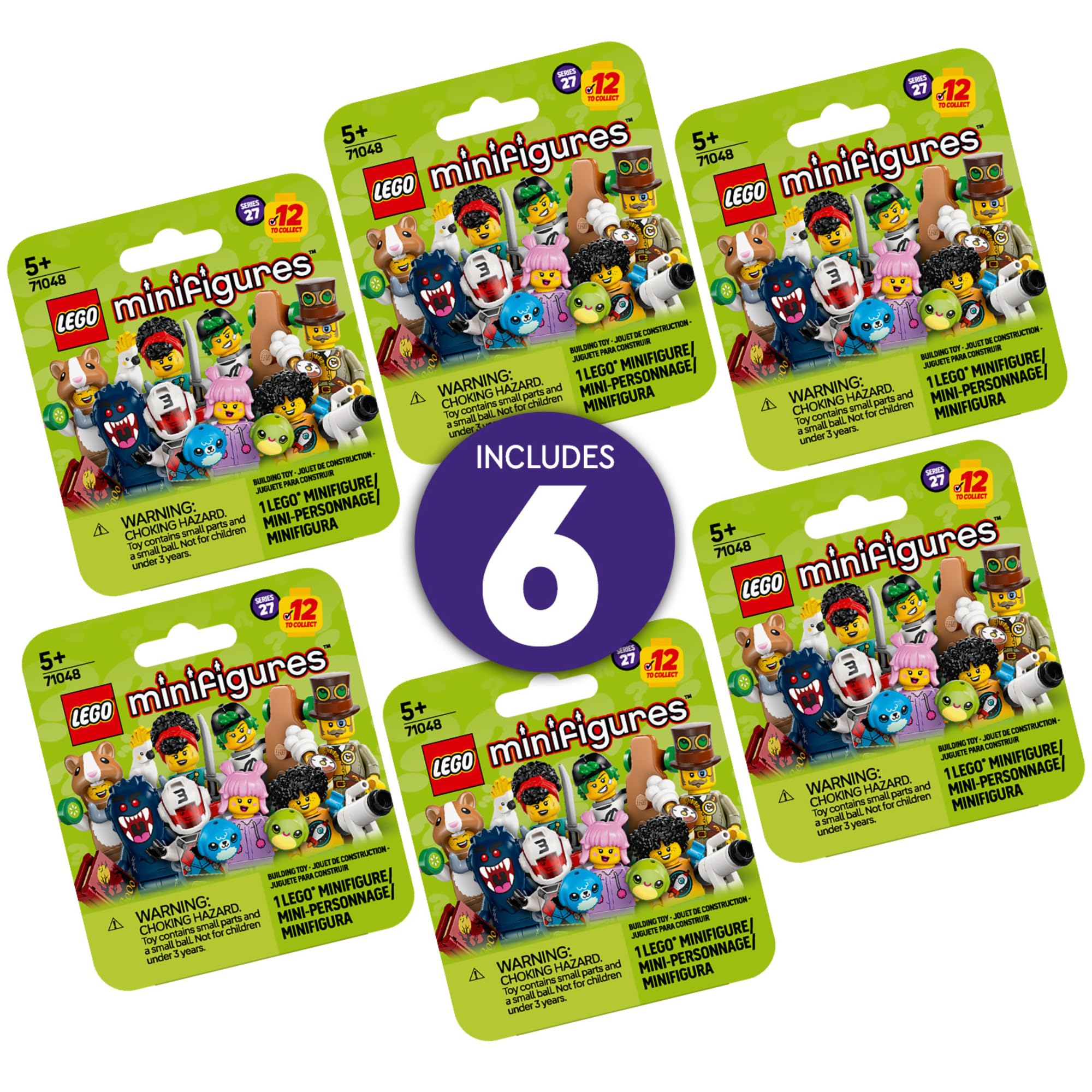 LEGO Minifigures Series 27 6-Pack - Collectible Blind Bag Mystery Minifigures for Kids Ages 5+ (12 Possible Characters) - Perfect Gift for Birthday Parties, Christmas & Playtime Fun - Building Toy Set 66795