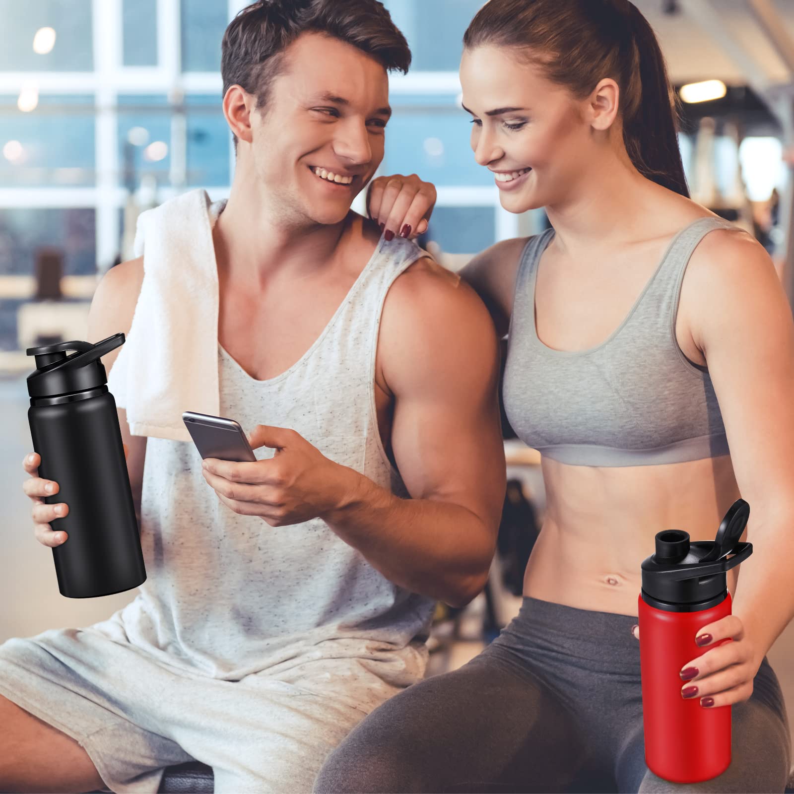 12-Pack 20oz Aluminum Water Bottles - Reusable Metal Sports & Bike Water Bottle Set with Lids - Perfect for Gym, Camping, Hiking, Fishing & Outdoor Activities - BPA-Free Leakproof Travel Water Bottles for Sports Enthusiasts