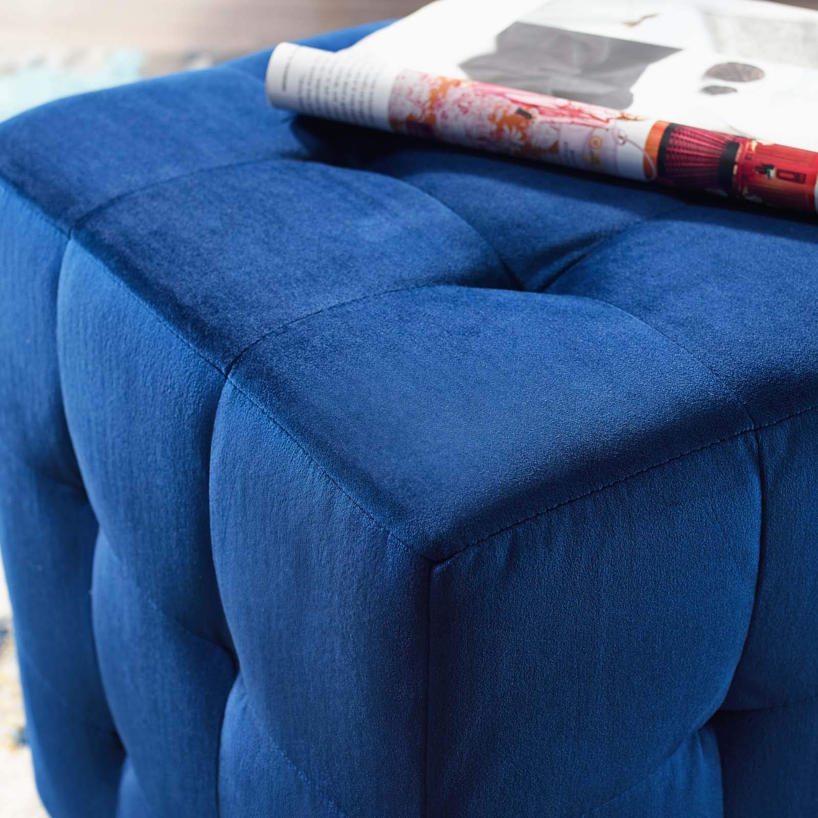 Modern Velvet Accent Chair with Ottoman - Navy Blue Contemporary Living Room Lounge Furniture for Relaxing & Stylish Home Decor