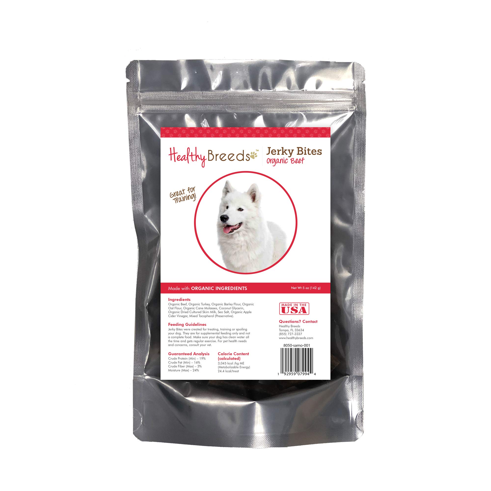 Healthy Breeds Samoyed Jerky Bites Beef Recipe Dog Treats 5 oz - All-Natural Protein Snacks for Medium & Large Dogs - Perfect for Training, Rewards & Outdoor Adventures