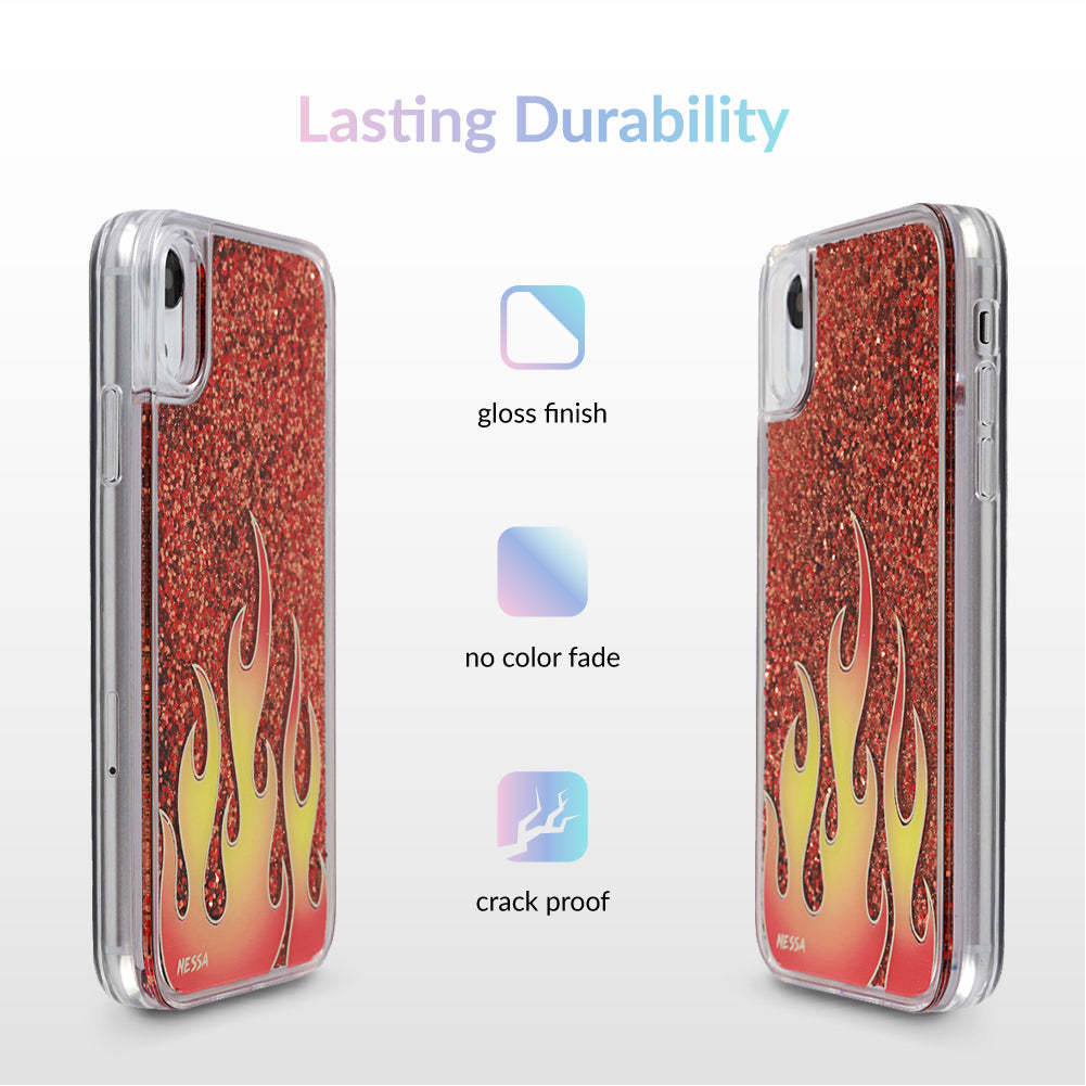 Sparkle Glitter Flames iPhone Case by Nessa - Trendy Protective Phone Cover for iPhone 13/14/15 Pro Max - Perfect for Parties, Concerts & Festivals